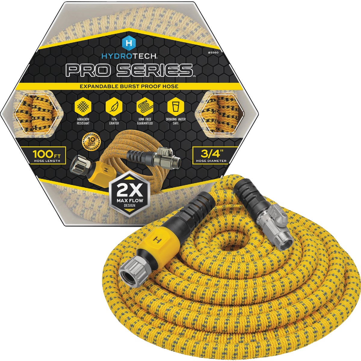 Hydrotech 3/4 In. x 100 Ft. Expandable Burst Proof Hose - Yellow