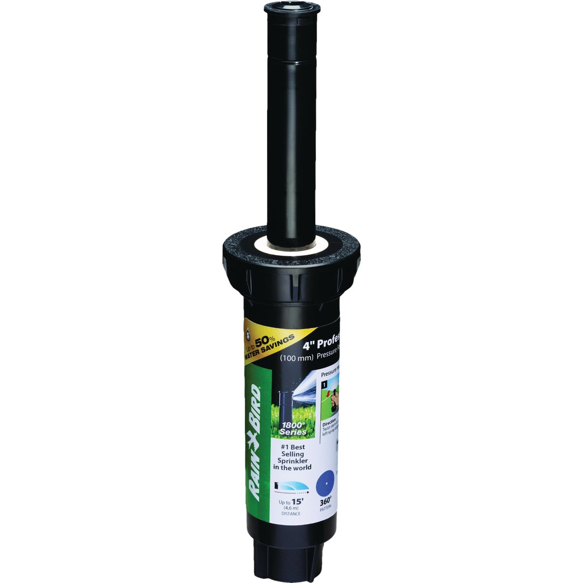 Rain Bird 1800 Series 4 In. Pressure Regulating Seal-a-Matic 15 Ft. Dual-Spray Full Circle Adjustable Pop-Up Head Sprinkler