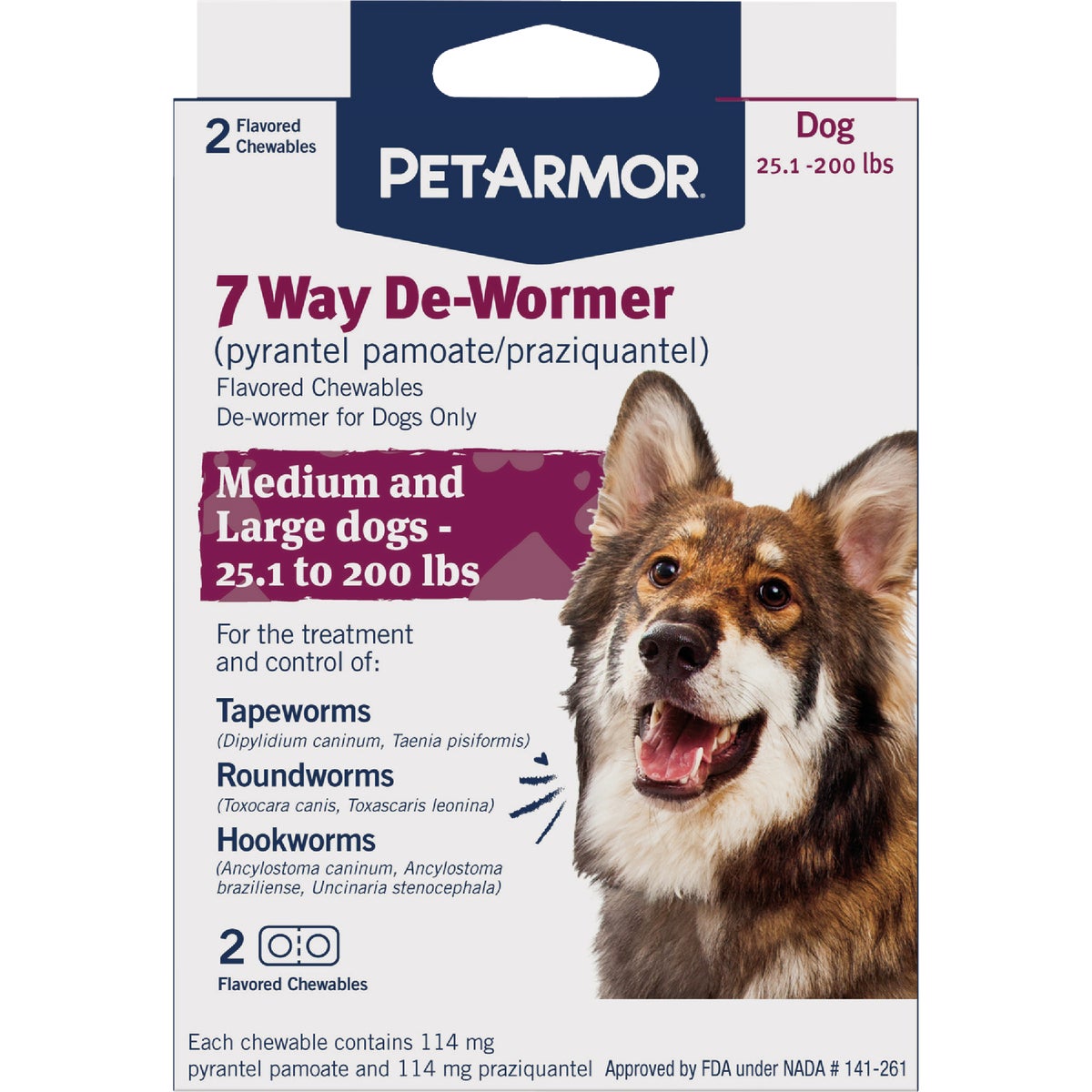 PetArmor 7-Way De-Wormer for Medium & Large Dogs (2-Pack)