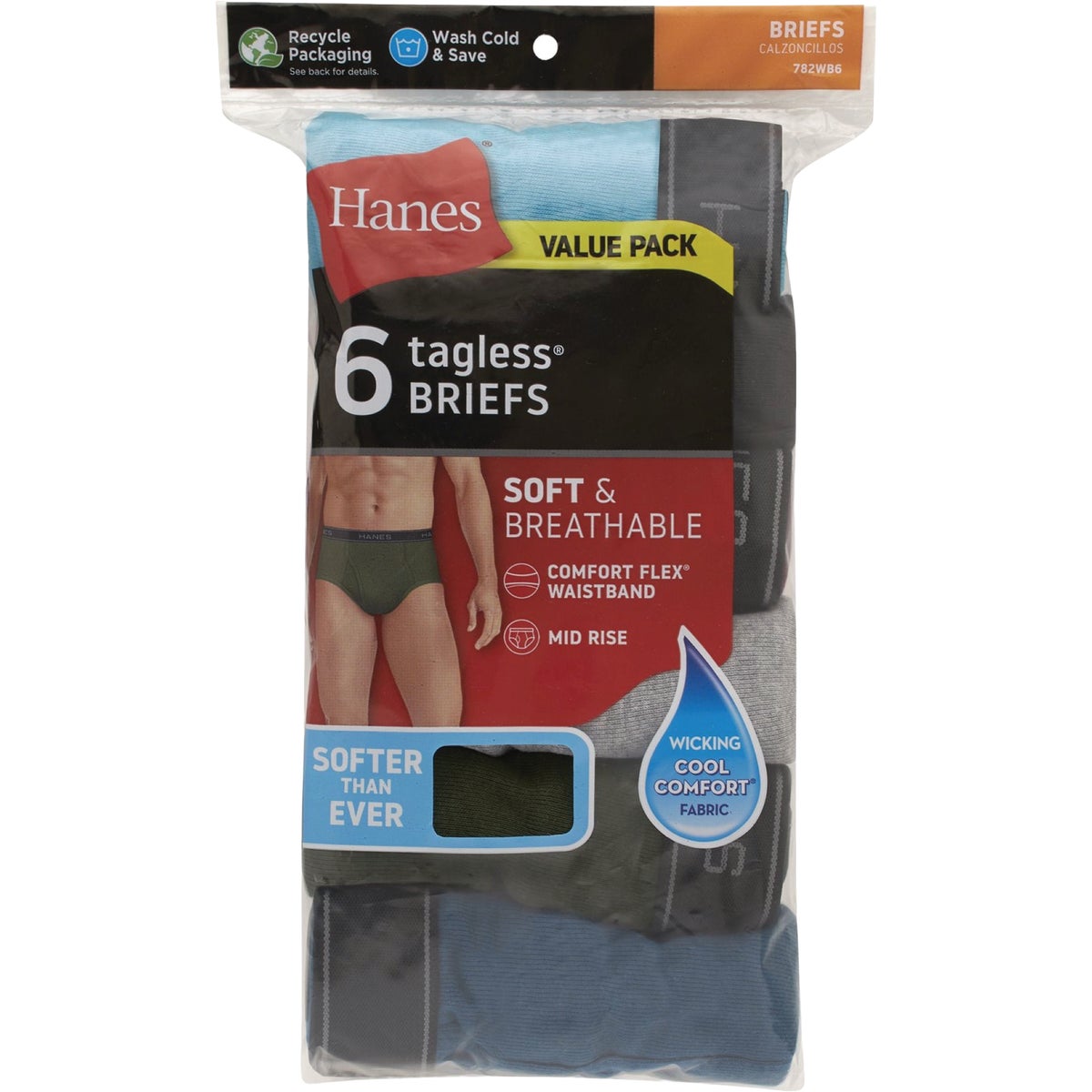 Hanes Men's XL Dyed Cotton Briefs (6-Pack)