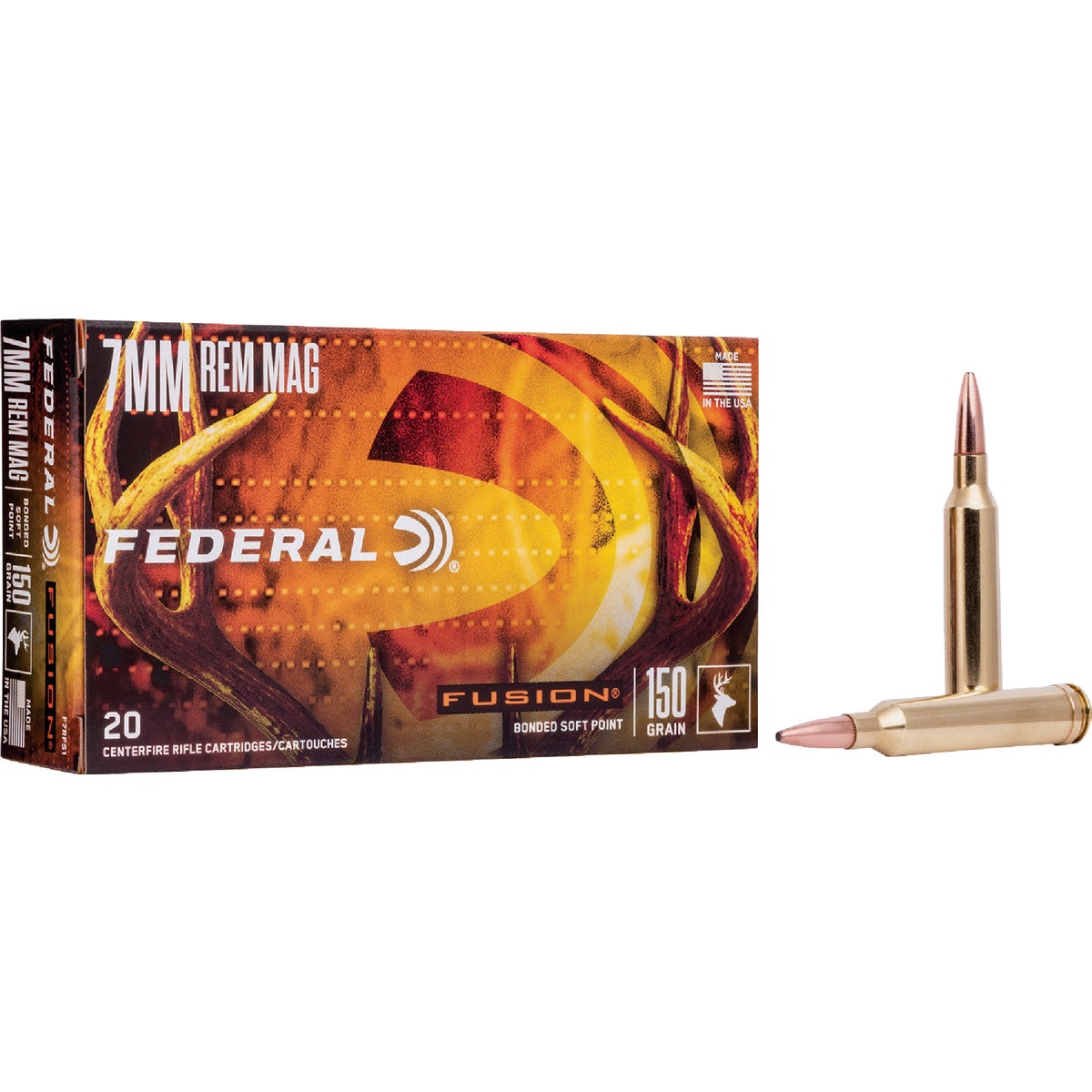 Federal Fusion 7mm Rem Mag 150 Grain Soft Point Centerfire Ammunition Cartridges