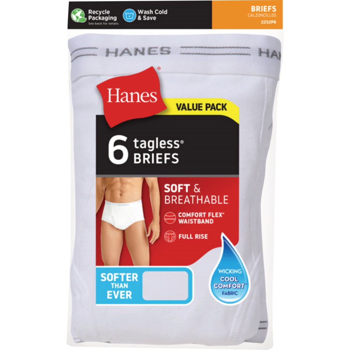 Hanes Men's M White Briefs (6-Pack)