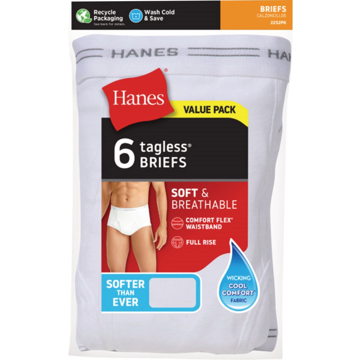 Hanes Men's L White Briefs (6-Pack)