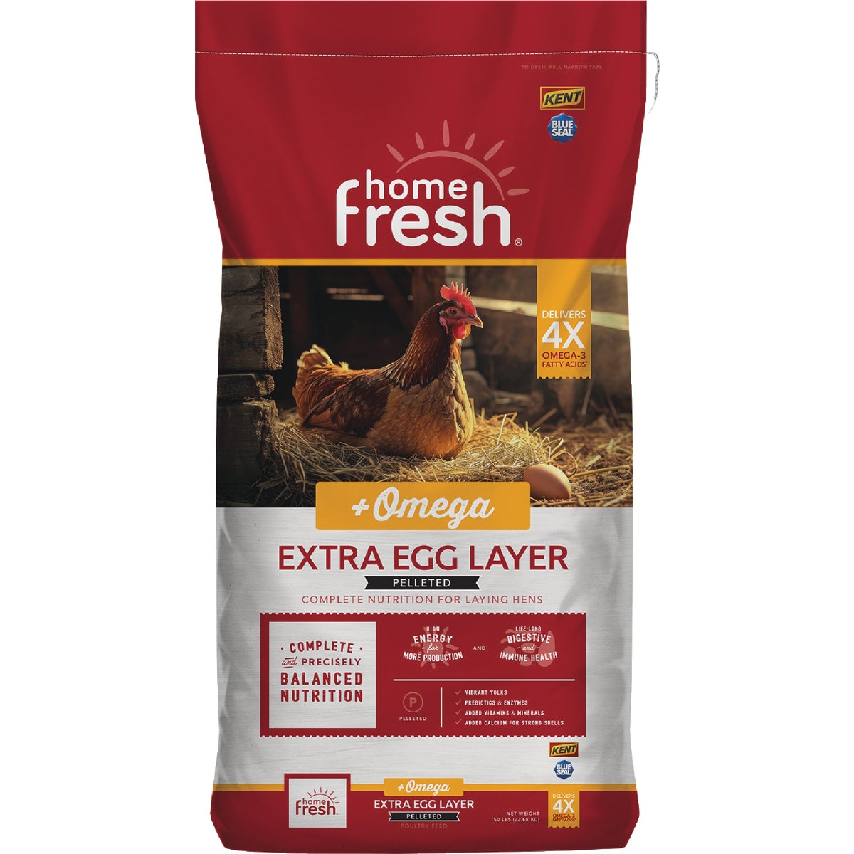Kent Home Fresh Extra Egg Layer + Omega 50 Lb. Pellet Feed