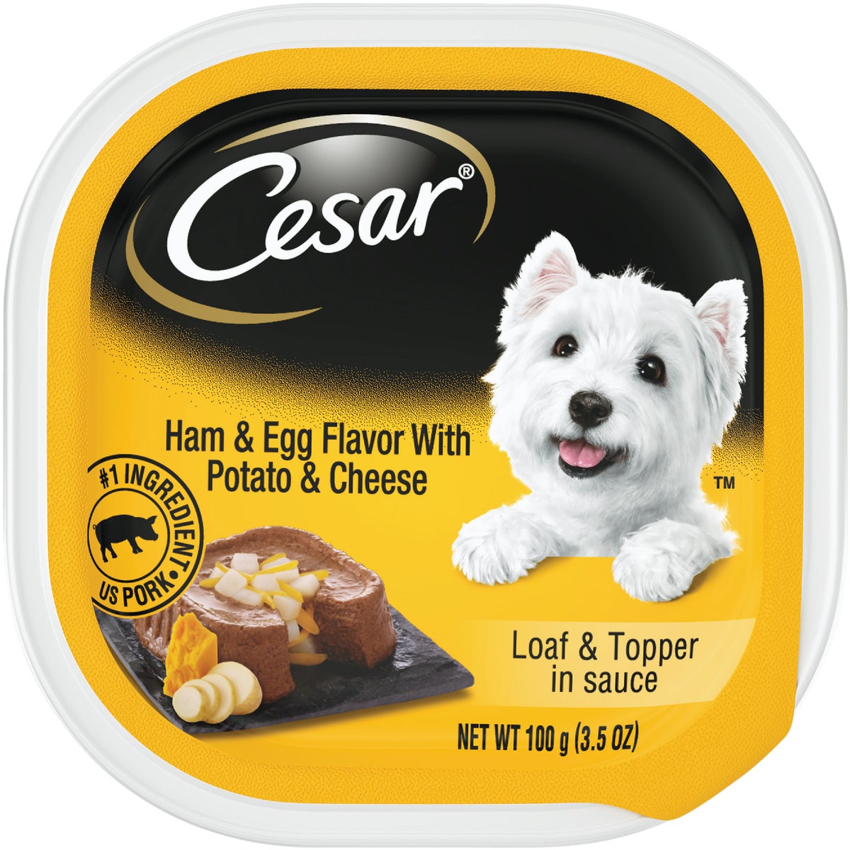 Cesar Loaf & Topper Ham & Egg with Potato & Cheese Adult Wet Dog Food, 3.5 Oz.