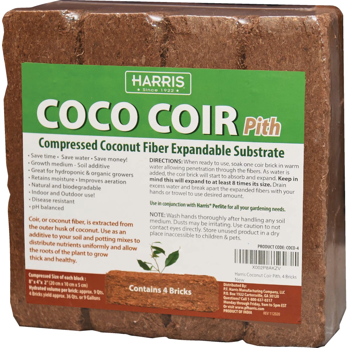 Harris 36 Qt. Coco Coir Coconut Fiber Potting Mix (4-Pack)