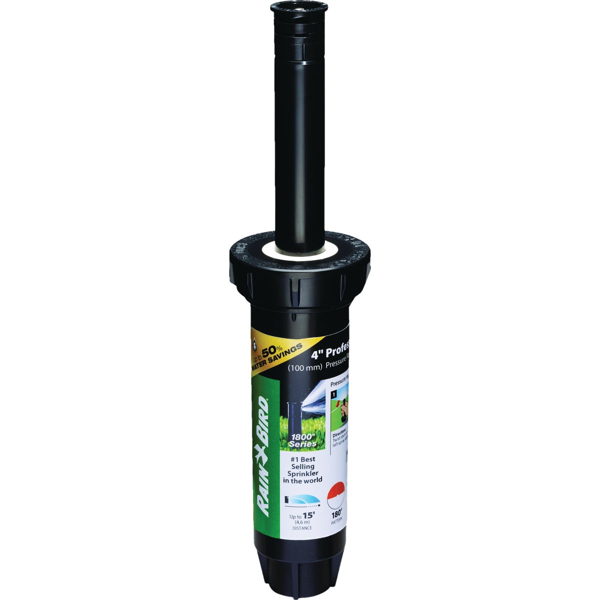 Rain Bird 1800 Series 4 In. Pressure Regulating Seal-a-Matic 15 Ft. Dual-Spray Half Circle Adjustable Pop-Up Head Sprinkler
