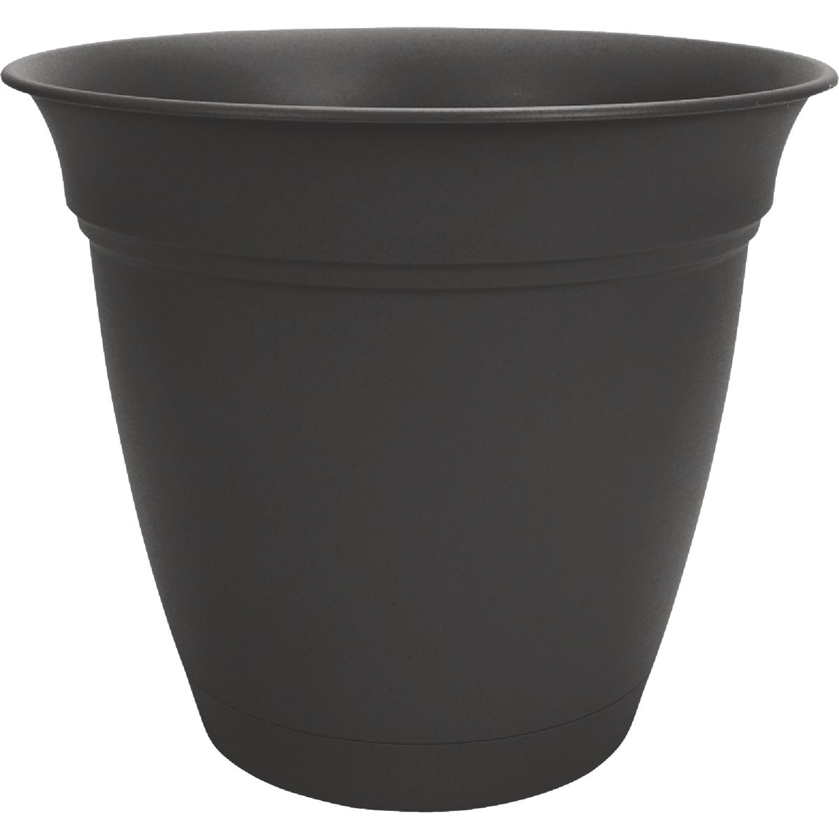 HC Companies Eclipse 12 In. Black Planter with Saucer