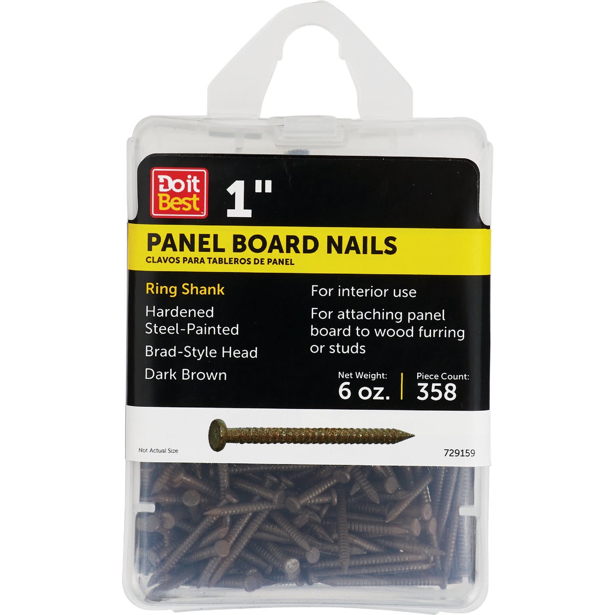 Do it 1 In. 16-1/2 ga Dark Brown Ring Shank Paneling Nails (358-Count) 