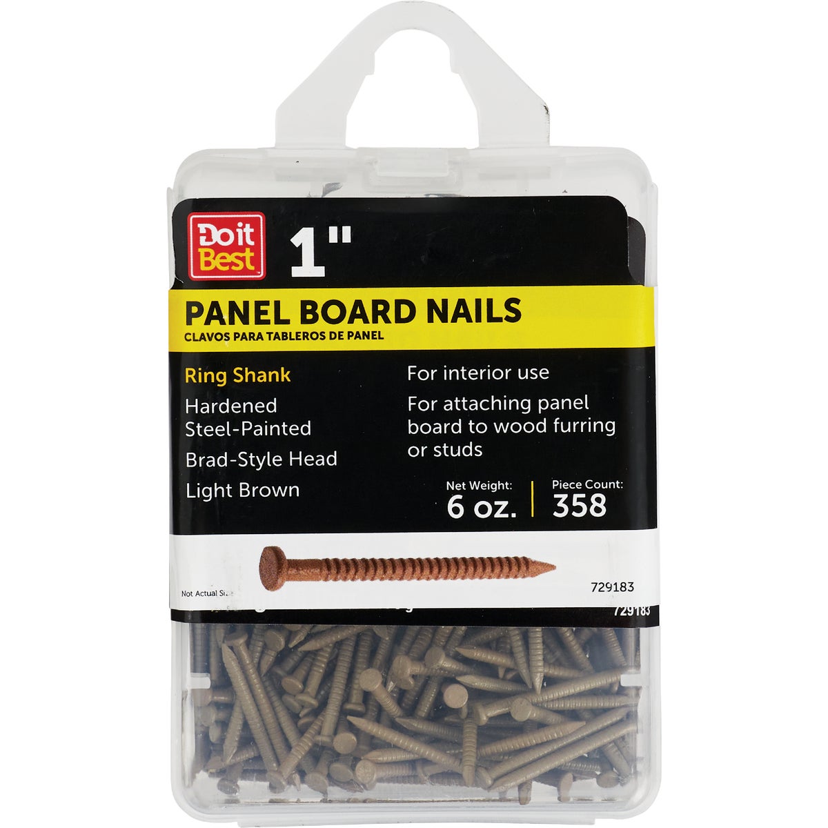 Do it 1 In. 16-1/2 ga Light Brown Ring Shank Paneling Nails (358-Count) 