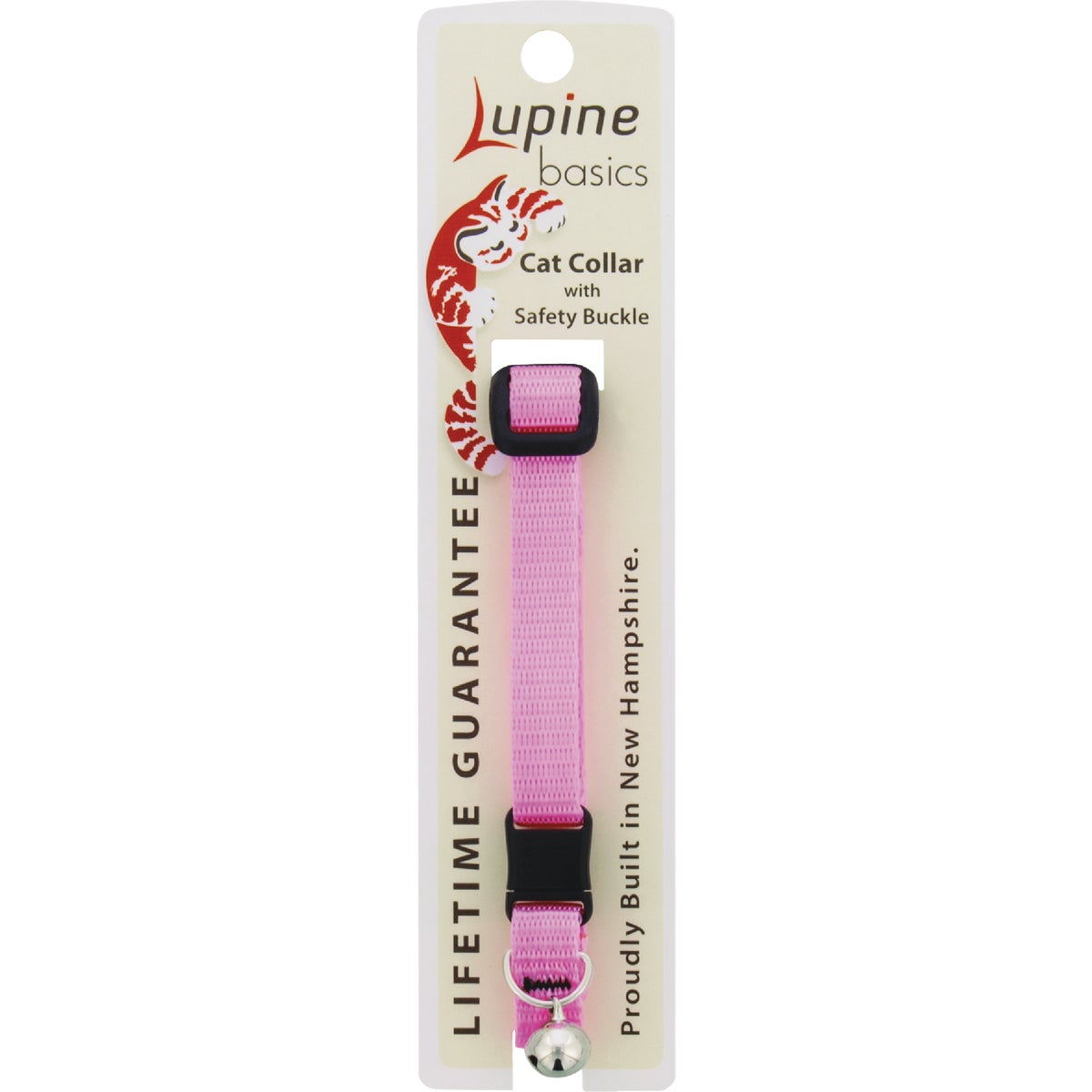 Lupine 1/2 In. Adjustable Pink Cat Collar with Bell