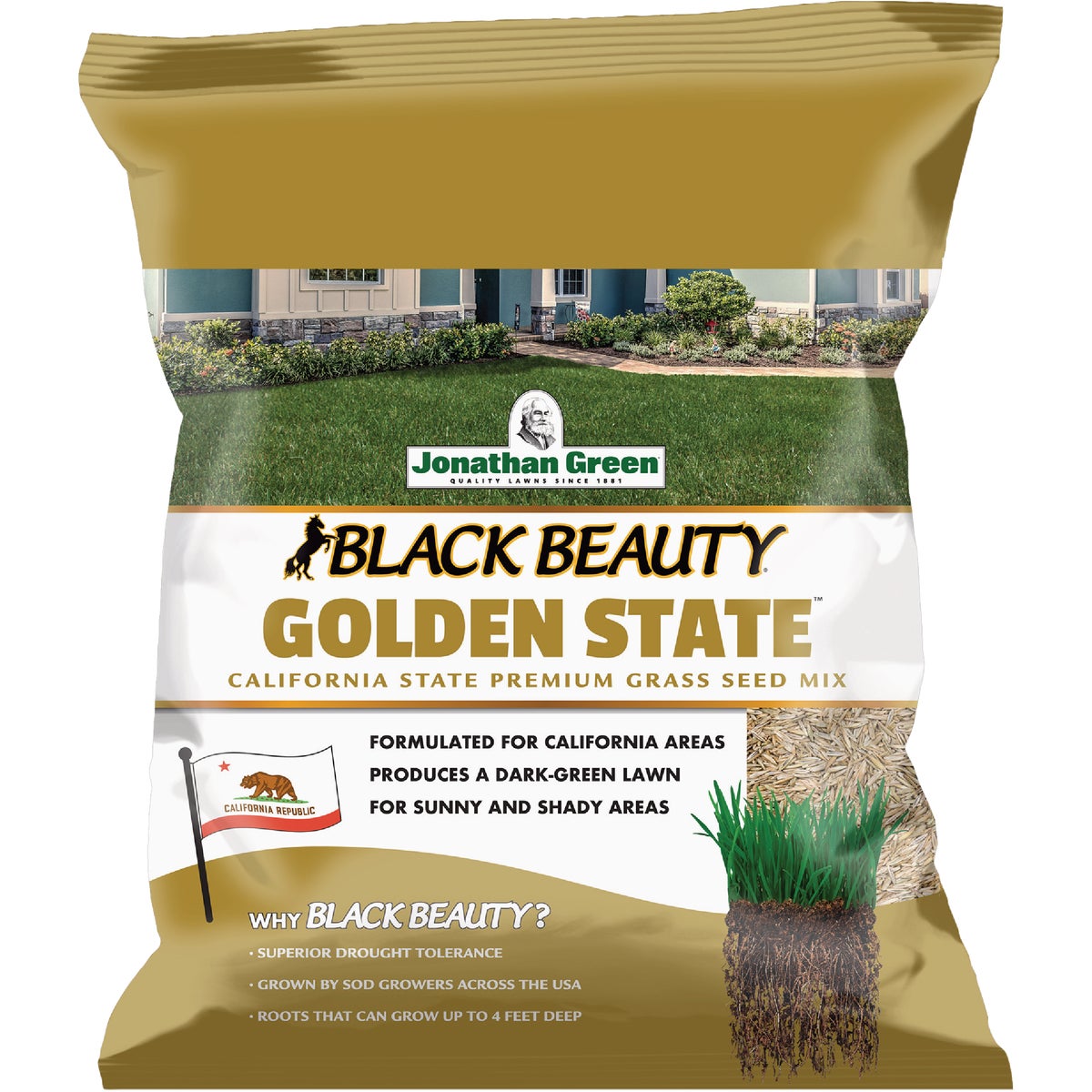 Jonathan Green Black Beauty Golden State California Blend 7 Lb. 1400 Sq. Ft. Coverage Tall Fescue Grass Seed