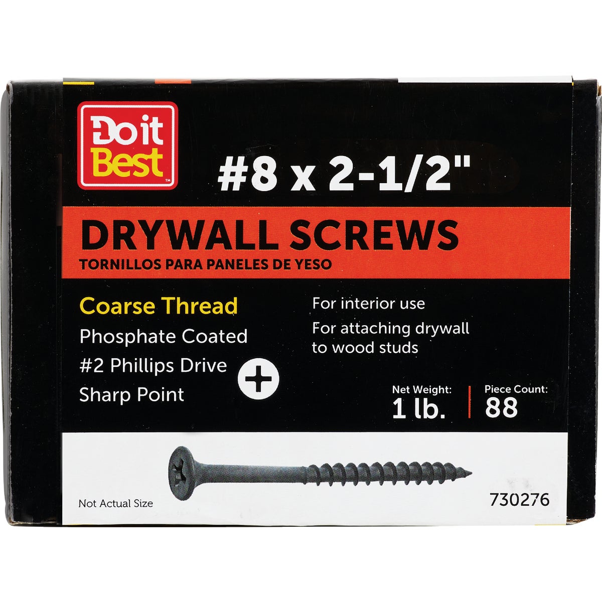 Do it #8 x 2-1/2 In. Coarse Thread Black Phosphate Drywall Screw (1 Lb.-Box)