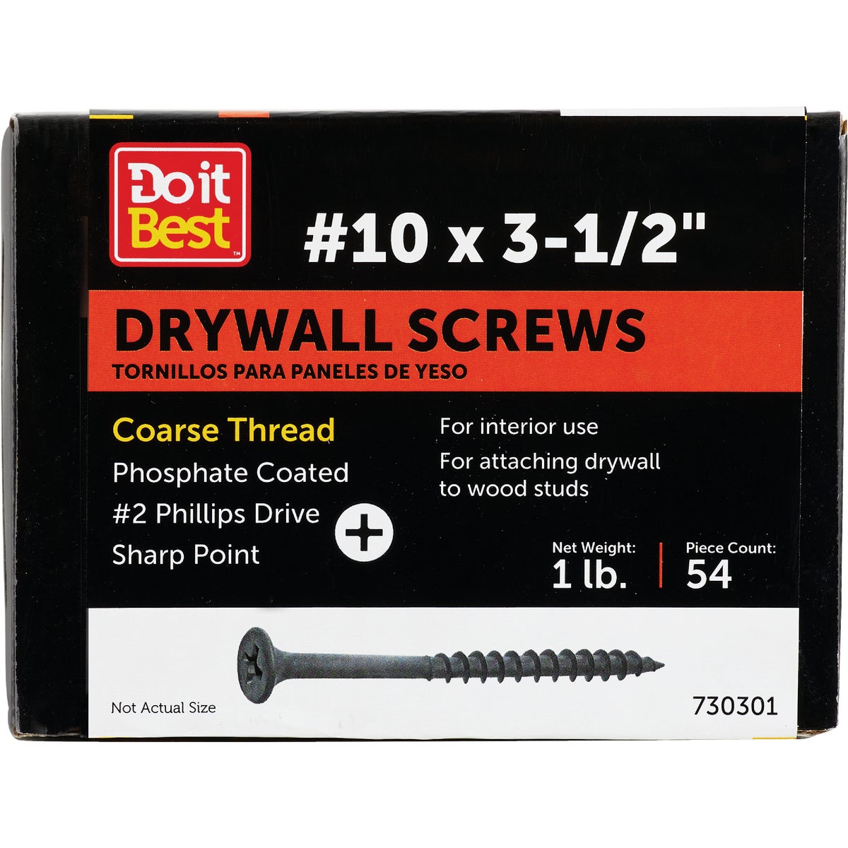 Do it #10 x 3-1/2 In. Coarse Thread Black Phosphate Drywall Screw (1 Lb.-Box)