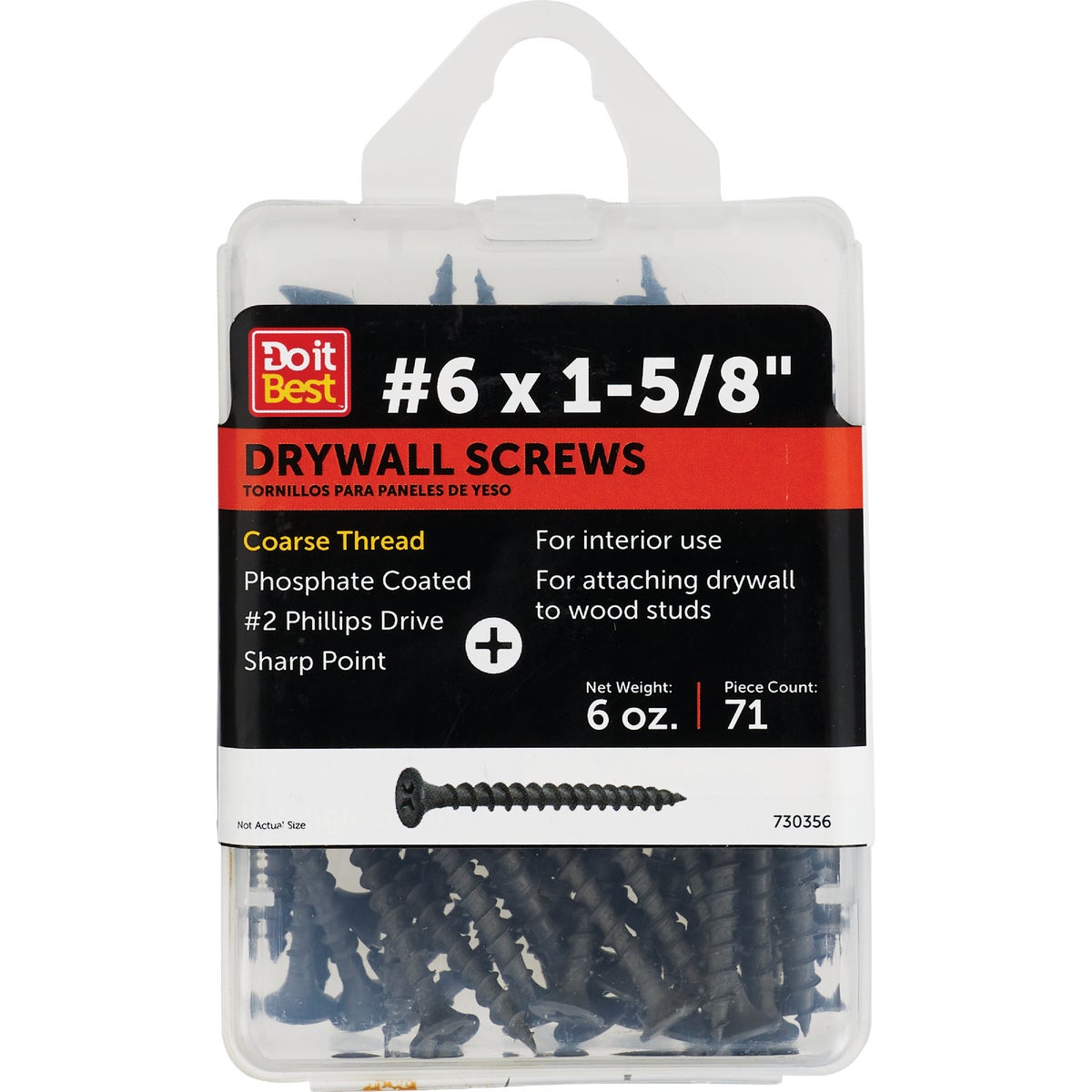 Do it #6 x 1-5/8 In. Coarse Thread Phosphate Drywall Screw (6 Oz. Pack)