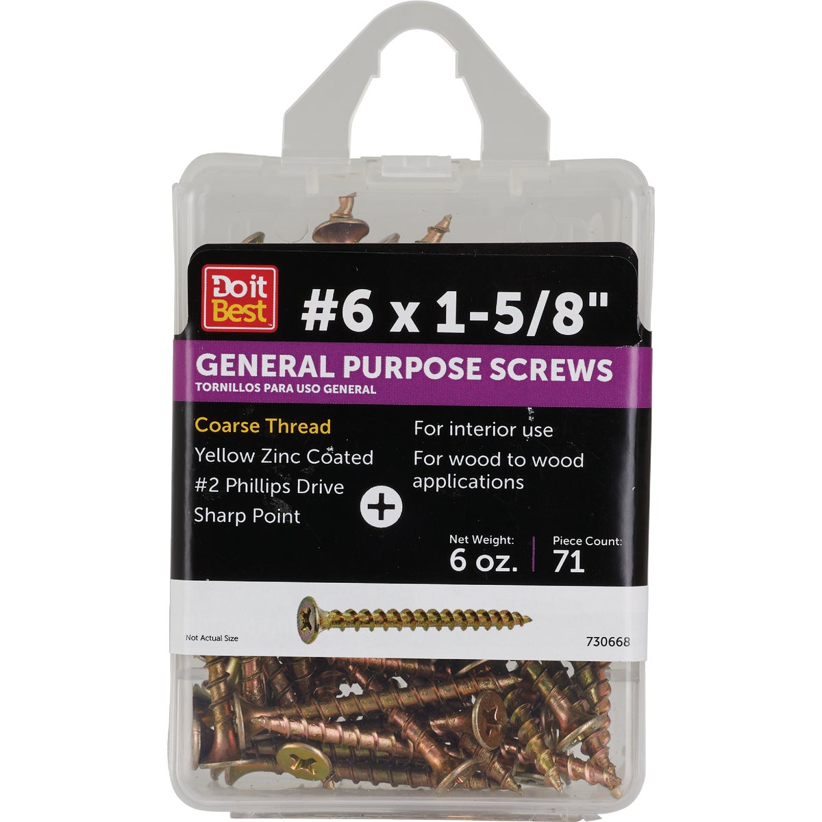 Do it #6 x 1-5/8 In. Coarse Thread Yellow Zinc Drywall Screw (6 Oz. Ct.)