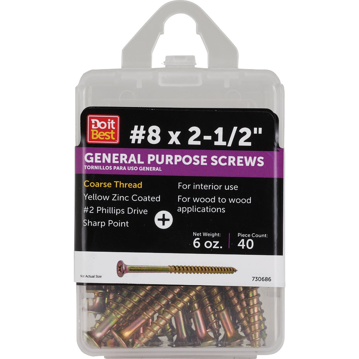Do it #8 x 2-1/2 In. Coarse Thread Yellow Zinc Drywall Screw (6 Oz. Ct.)