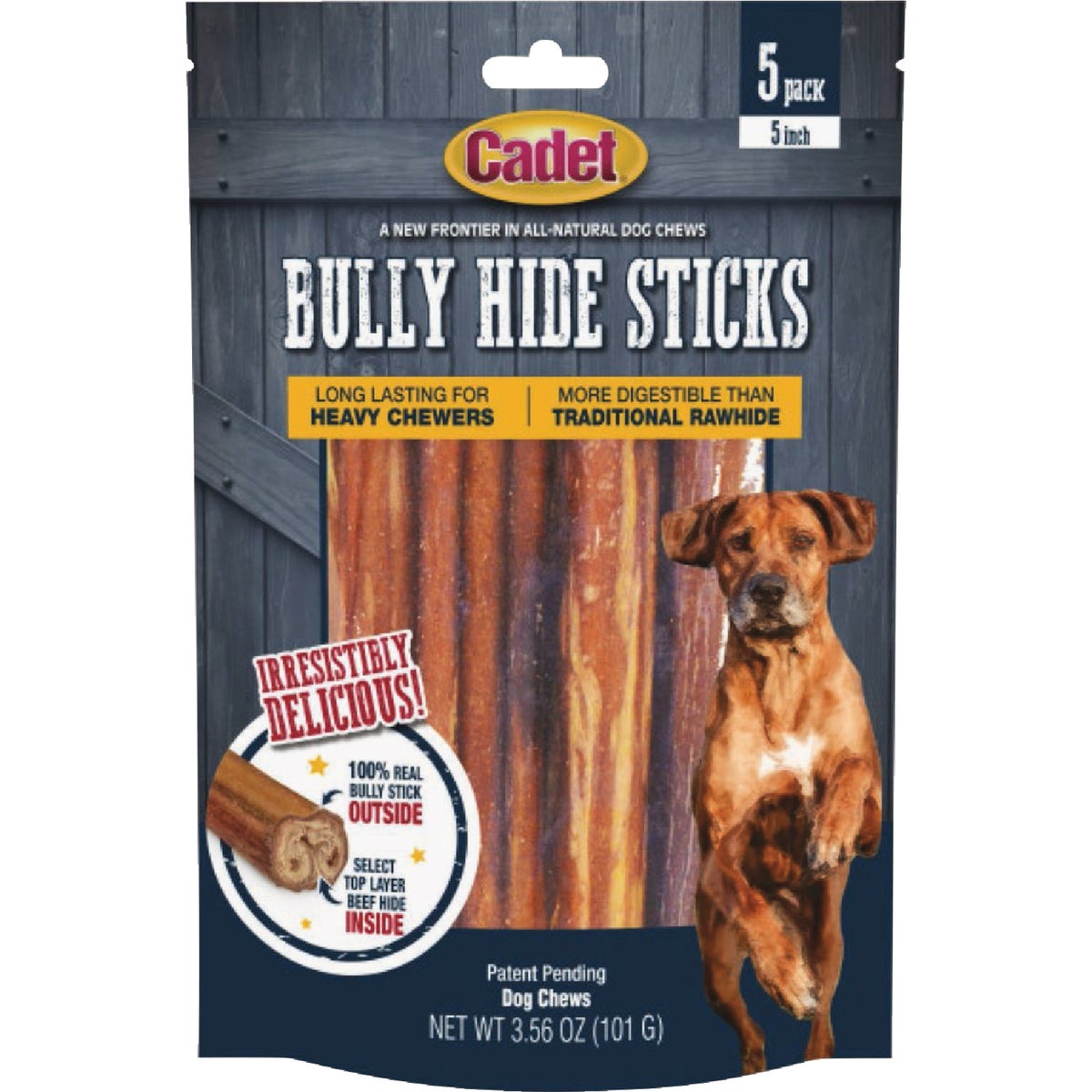 Cadet Small Bully Hide Sticks All-Natural Dog Chews (5-Count)