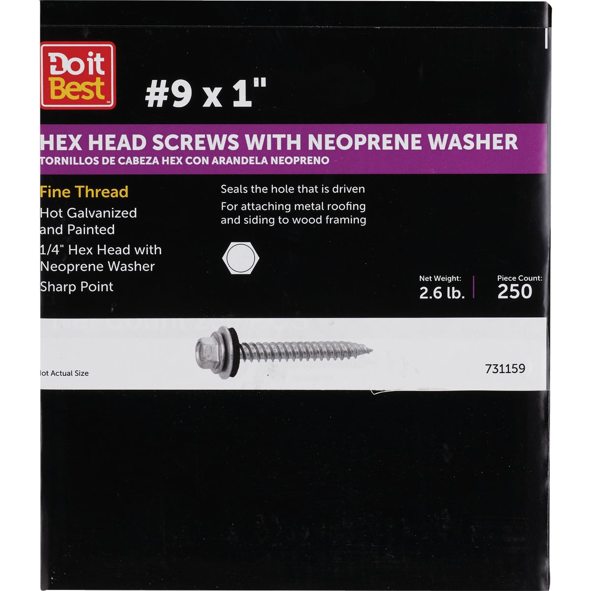 Do it #9 x 1 In. Hex Washered Galvanized Framing Screw (250 Ct.)