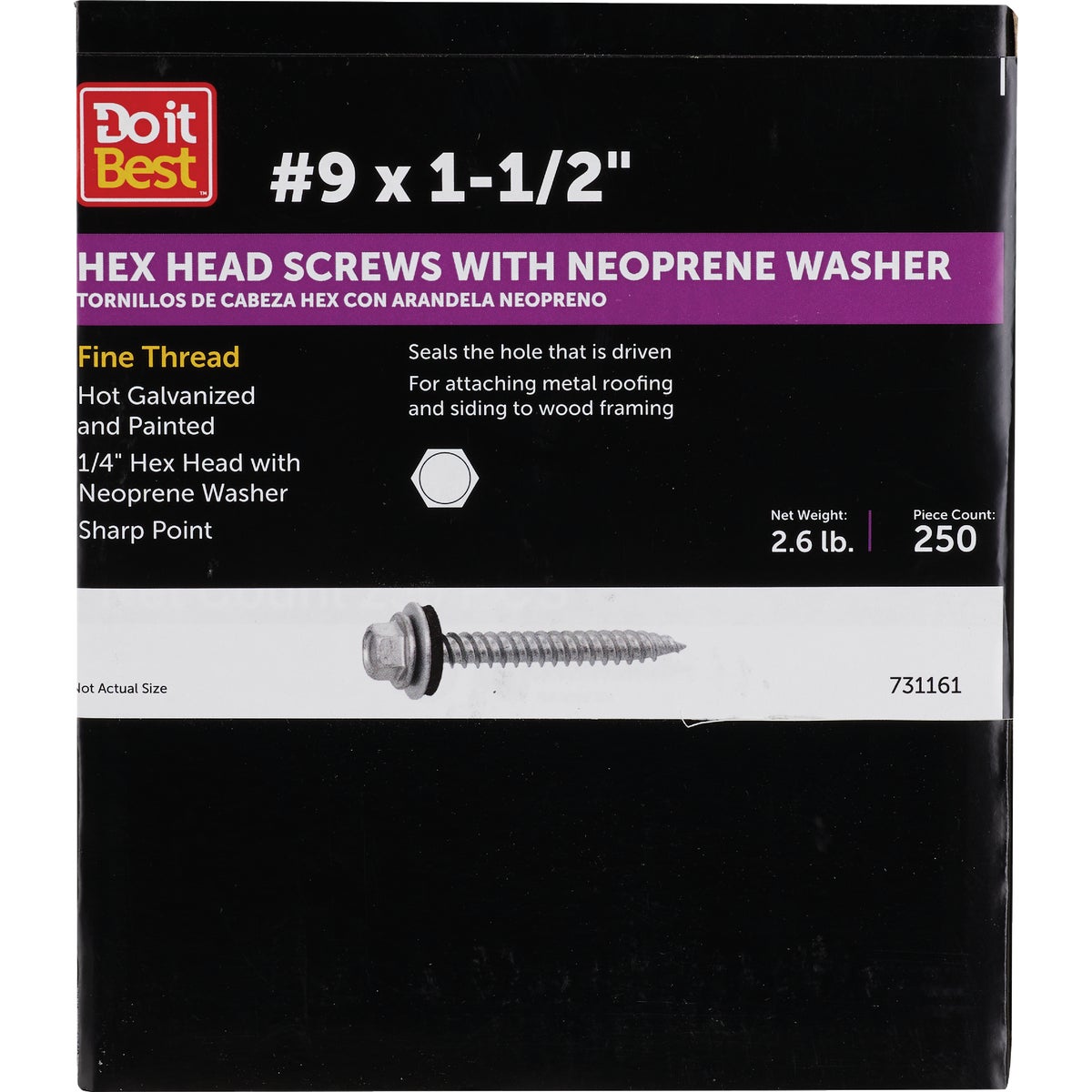 Do it #9 x 1-1/2 In. Hex Washered Galvanized Framing Screw (250 Ct.)