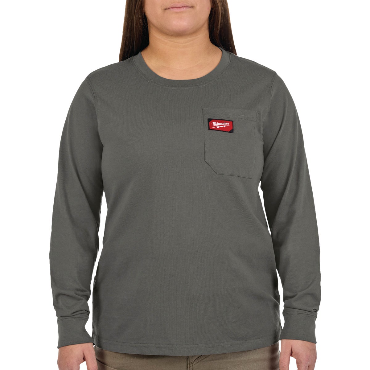 Milwaukee GRIDIRON Women's Large Gray Long Sleeve Pocket T-Shirt