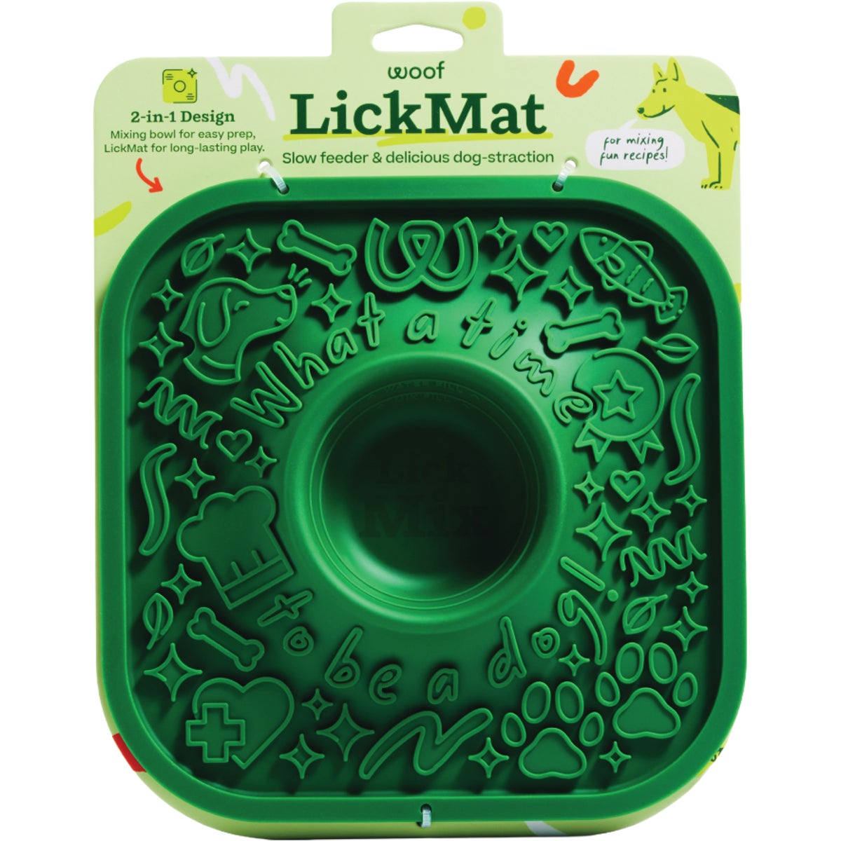 Woof Lick Mat Green Slow Dog Feeder