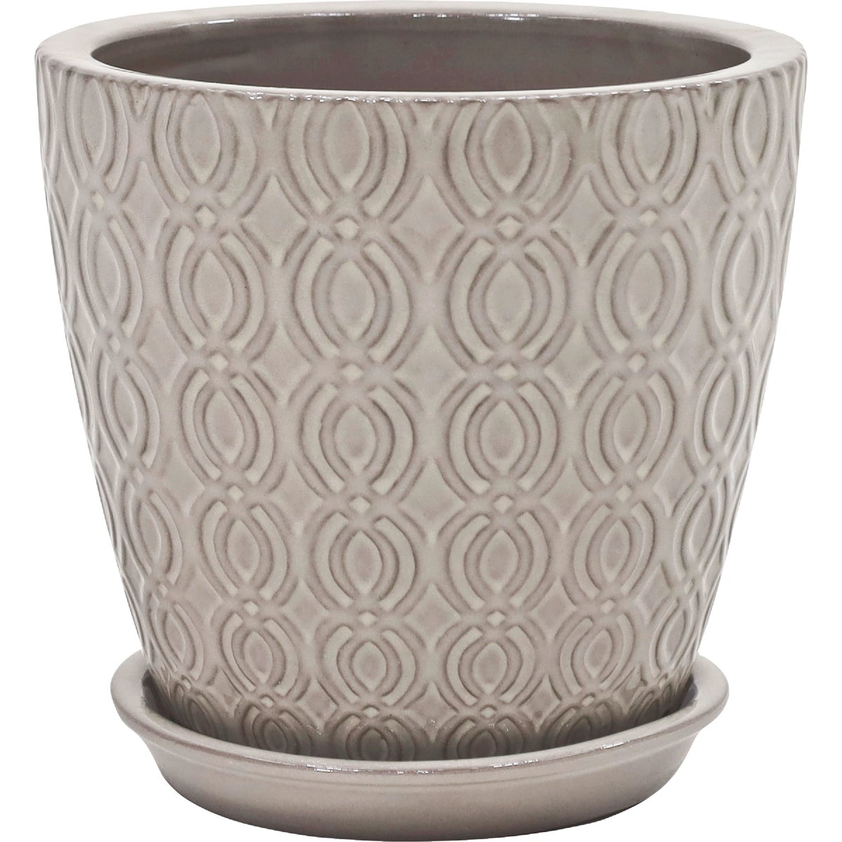 Deroma Usov 8.7 In. Dia. Gray Ceramic High Gloss Planter