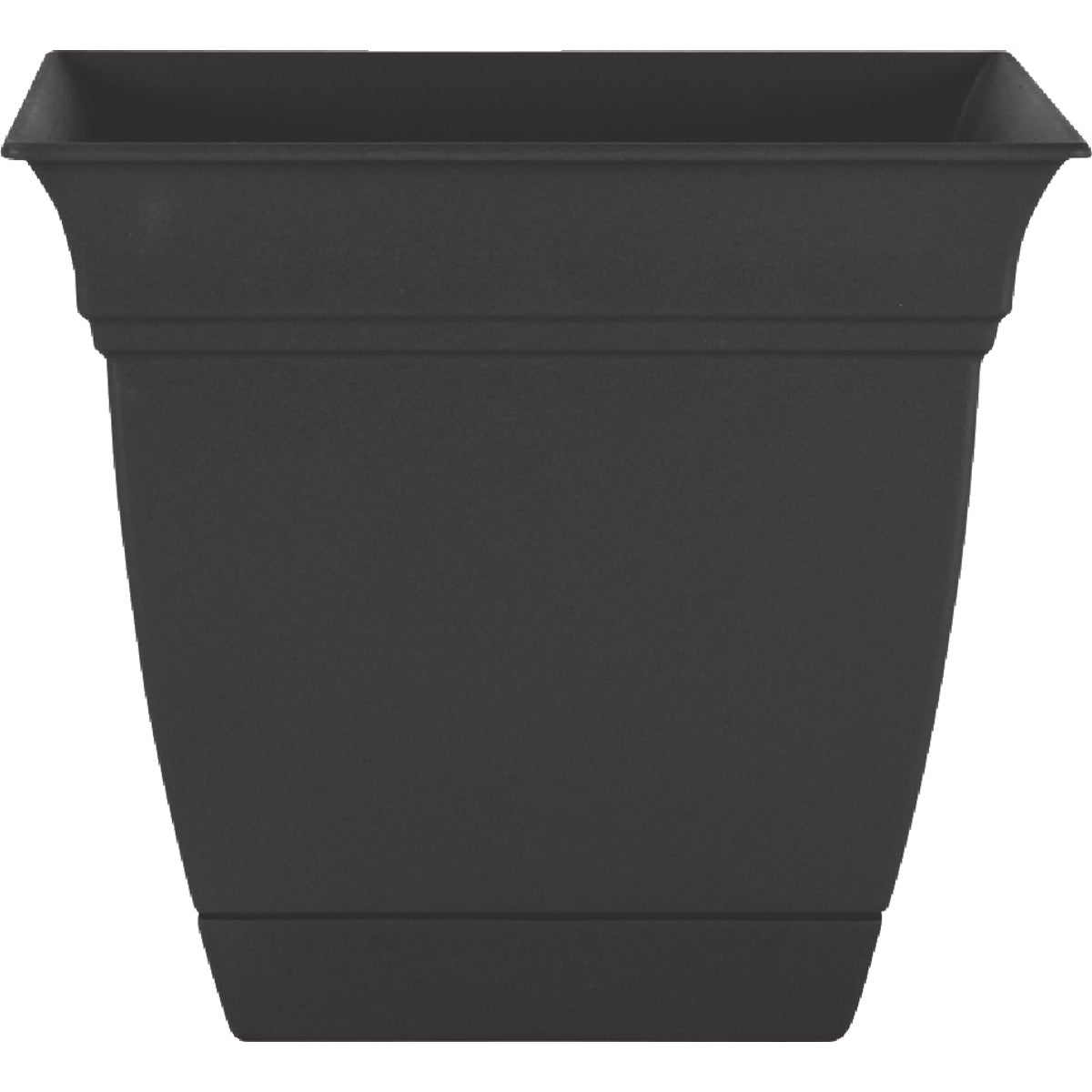 HC Companies 12 In. Black Square Planter Stone with Saucer
