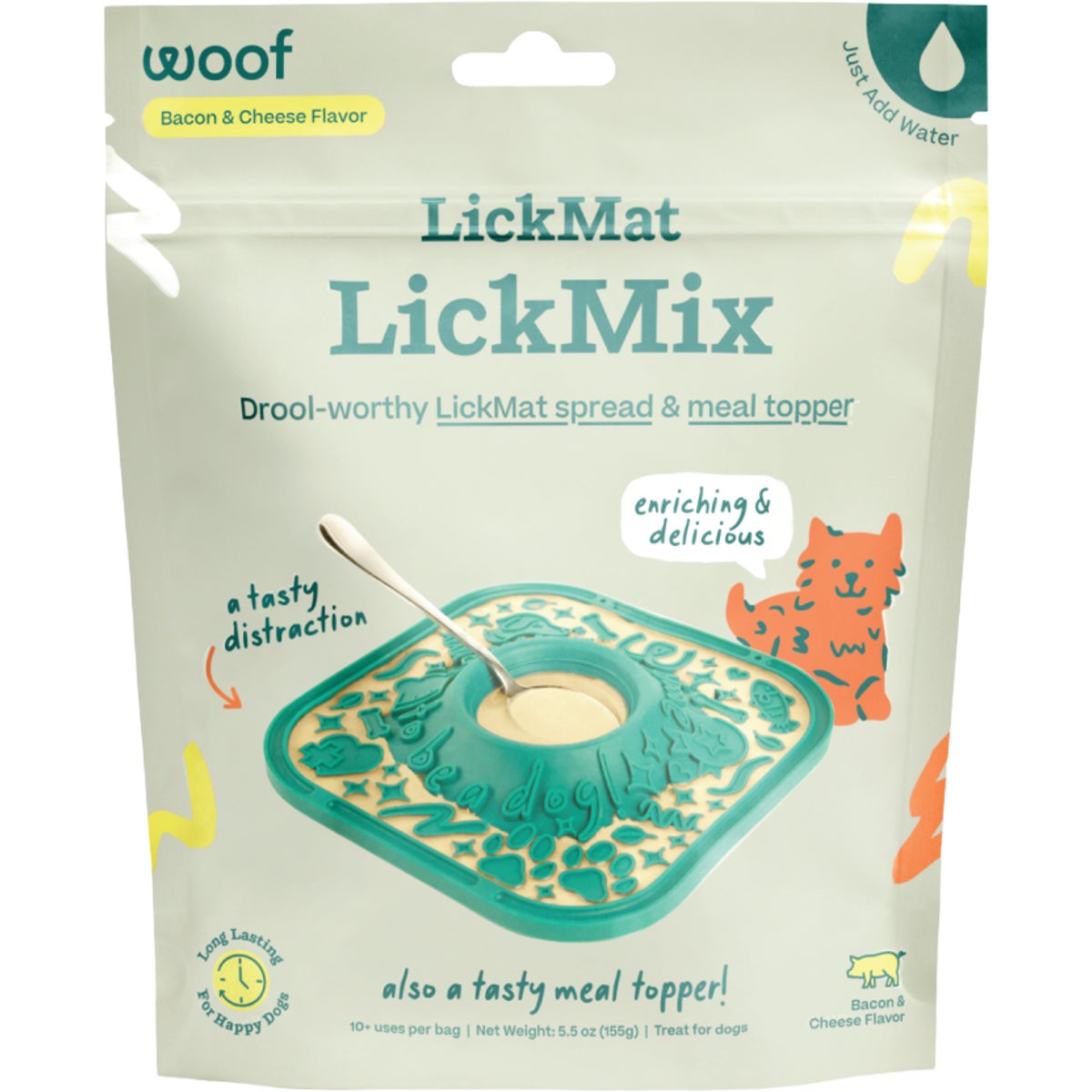 Woof LickMat LickMix 5.5 Oz. Bacon & Cheese Recipe Meal Topper