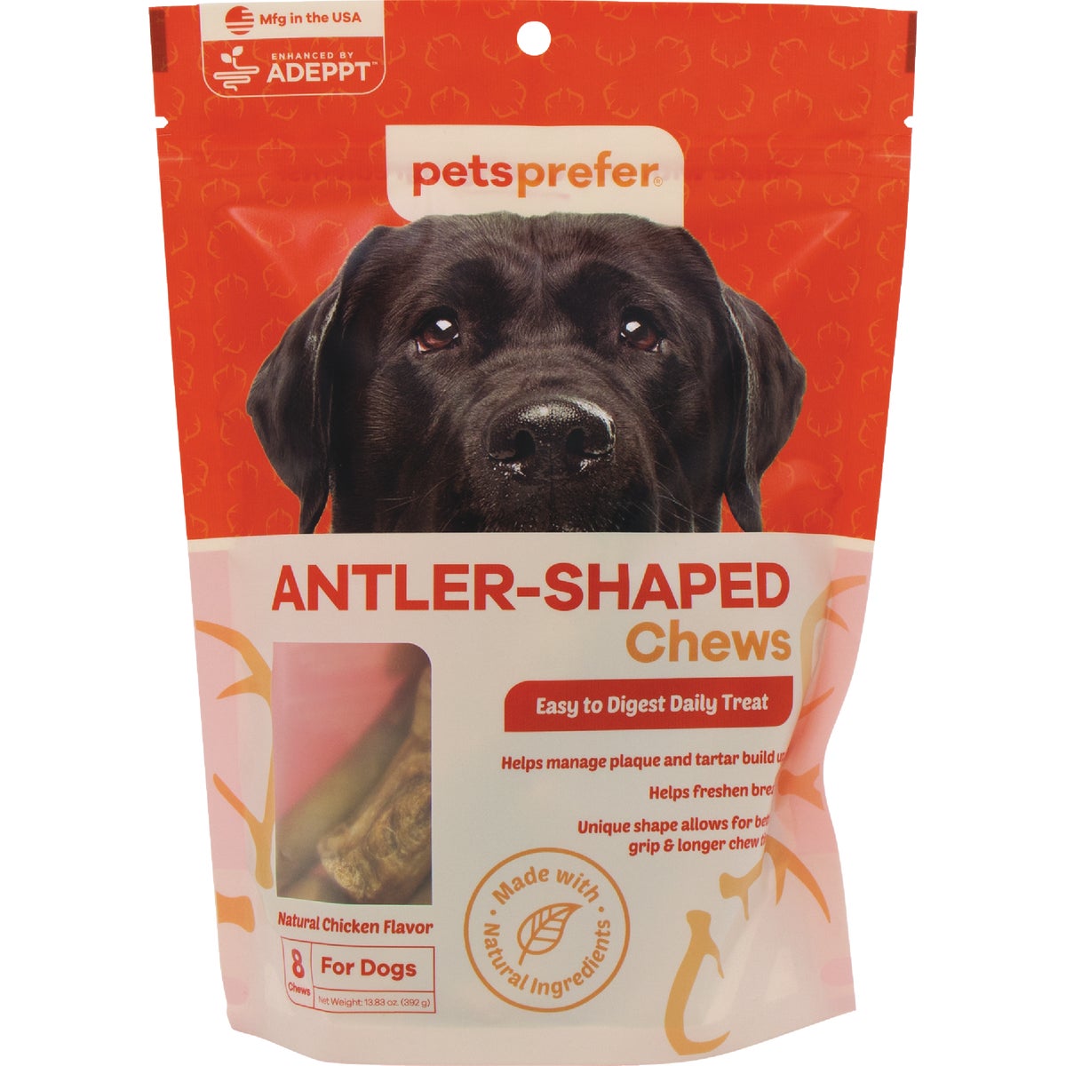 Pets Prefer Antler-Shaped Large Dog Chews (8-Count)