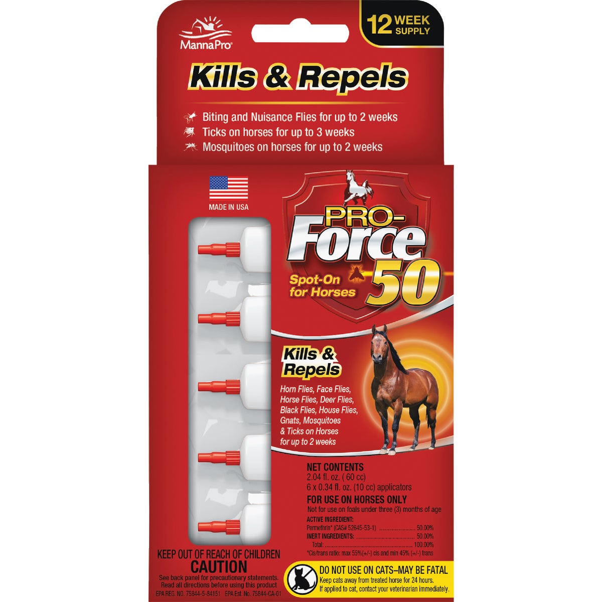Manna Pro Pro Force 50 Spot-On Fly Killer/Repeller (6 Pack)