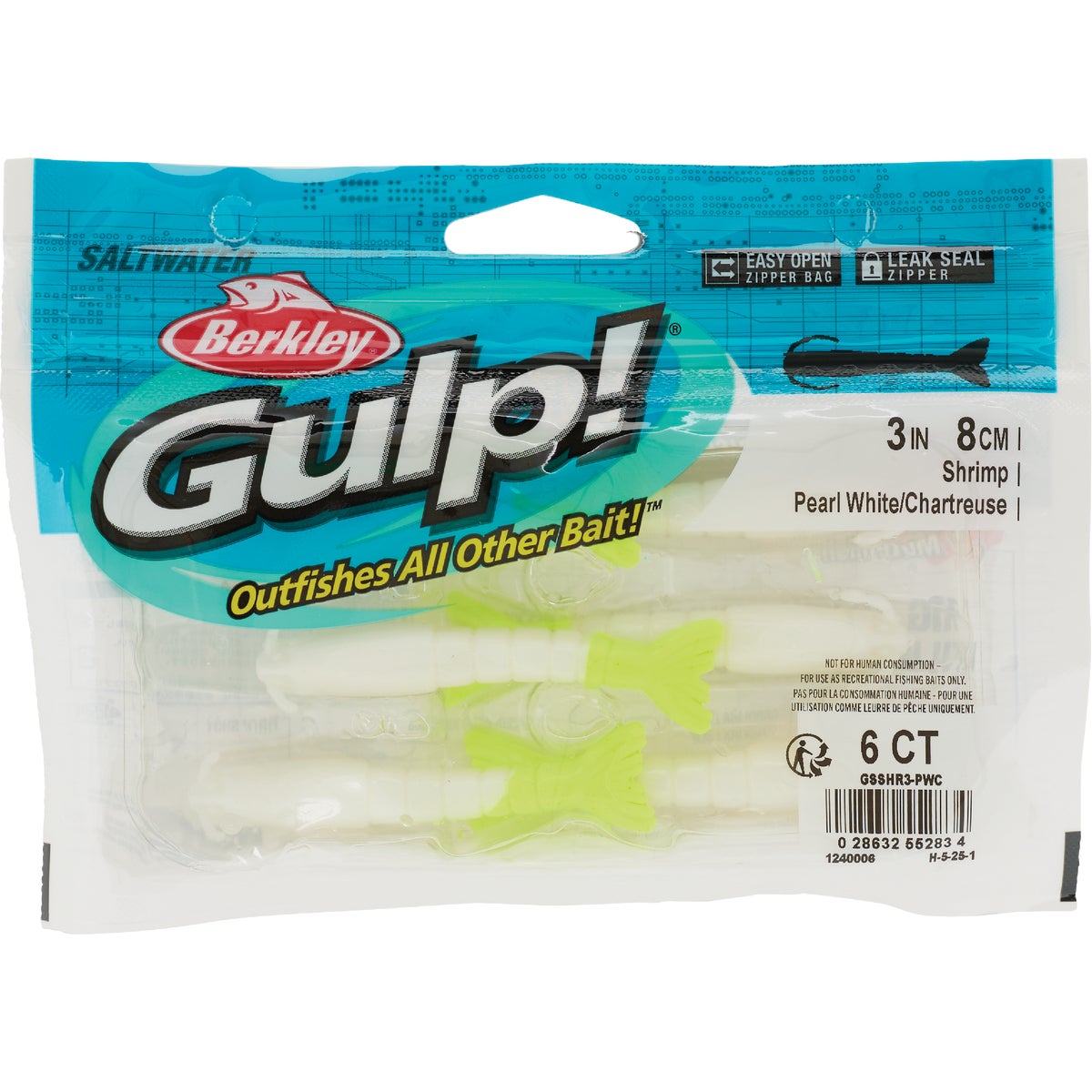 Berkley Gulp! 3 In. Pearl Saltwater Shrimp (6-Pack)