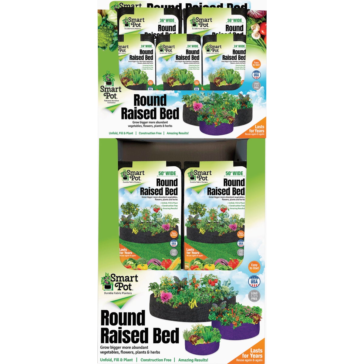Smart Pot Black Round Fabric Raised Bed Display (32-Piece)