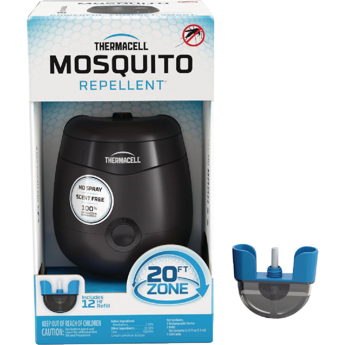 Thermacell 6-1/2 Hr. Black Rechargeable Mosquito Repeller Starter Kit
