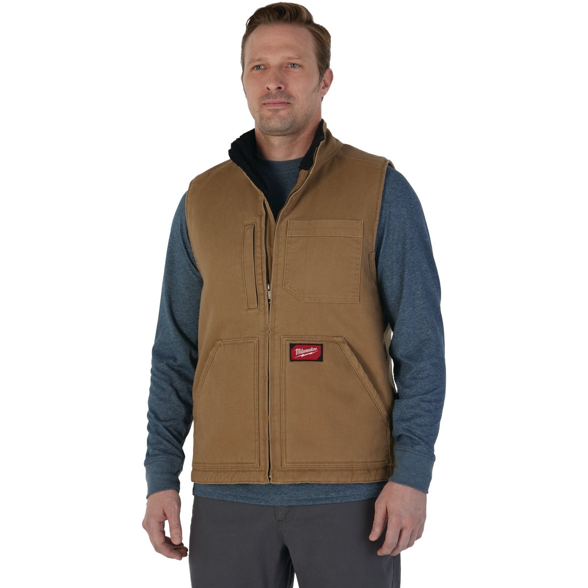 Milwaukee Unisex 2XL Brown Sherpa Lined Canvas Heavy-Duty Vest