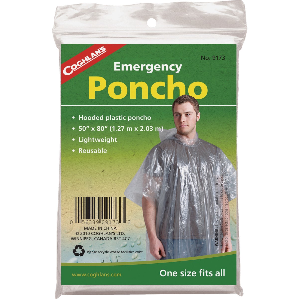 Coghlans 50 In. x 80 In. Emergency Rain Poncho