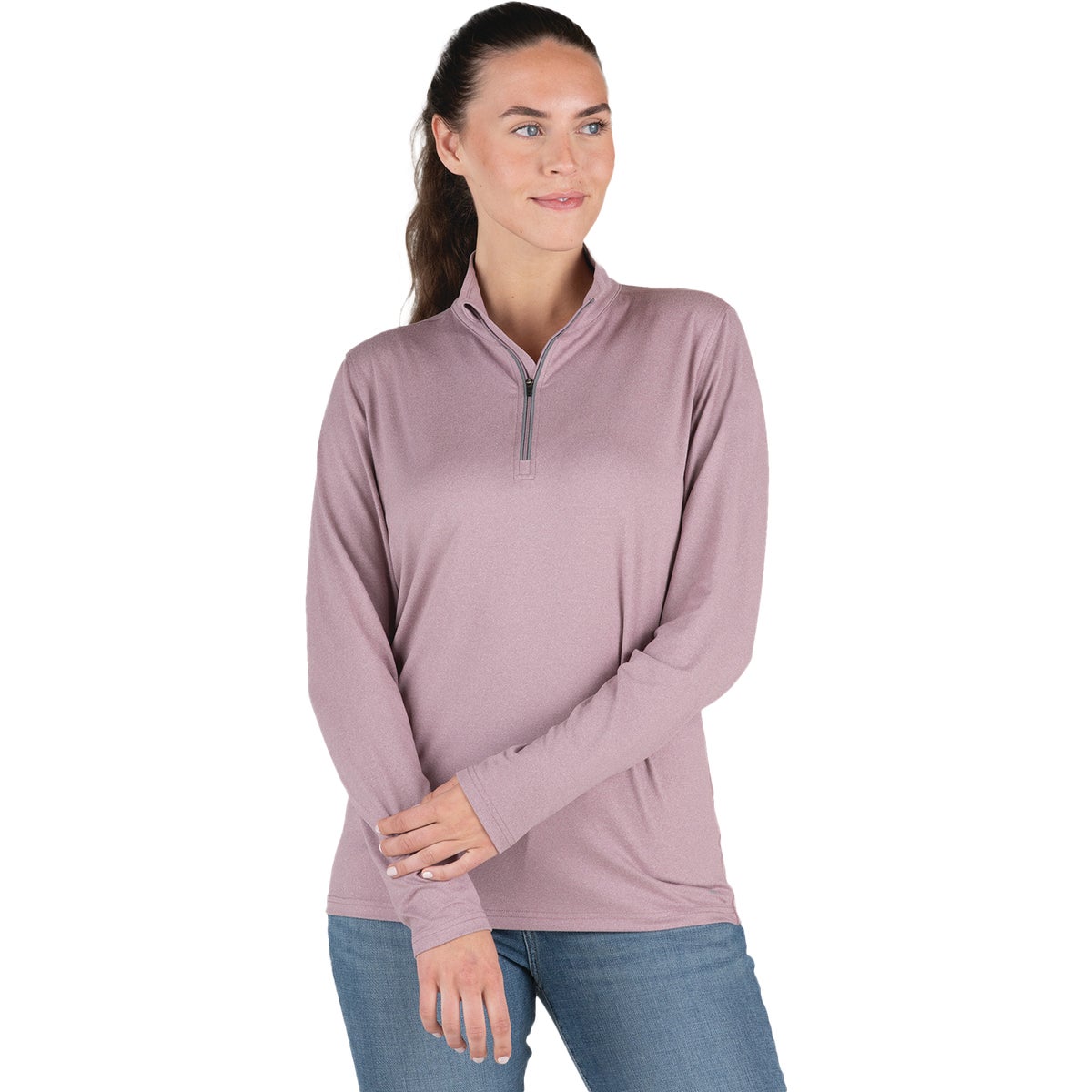 Berne Women's XL Heathered Elderberry Midweight UPF Quarter-Zip Shirt
