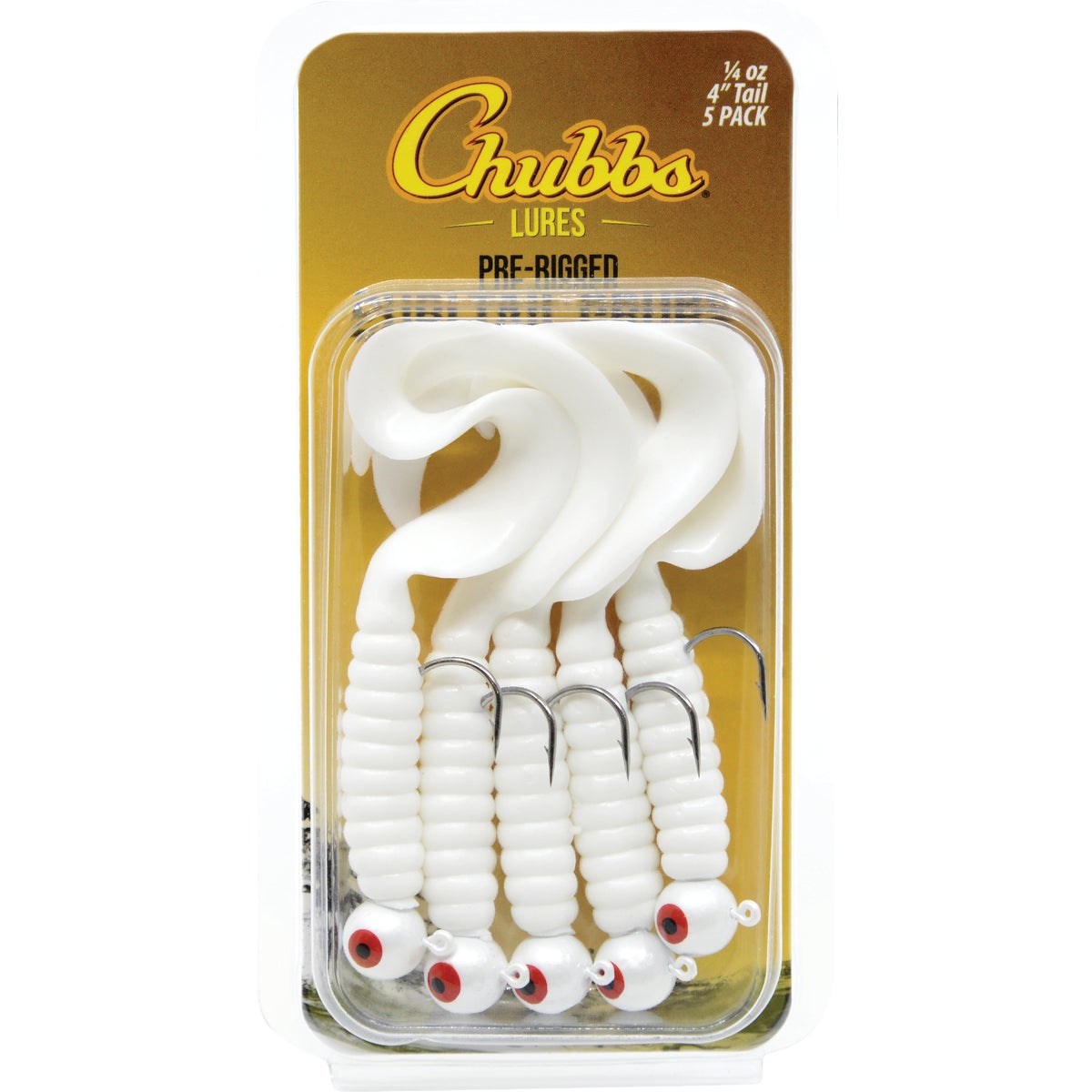 RIGGED 4" CURLTAIL GRUB 1/4OZ WHITE 5PK