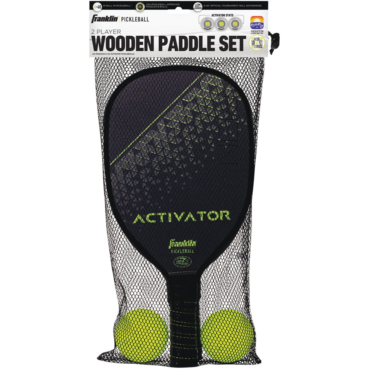 Franklin Activator Wooden Pickleball Paddle & Ball Set (4-Piece)