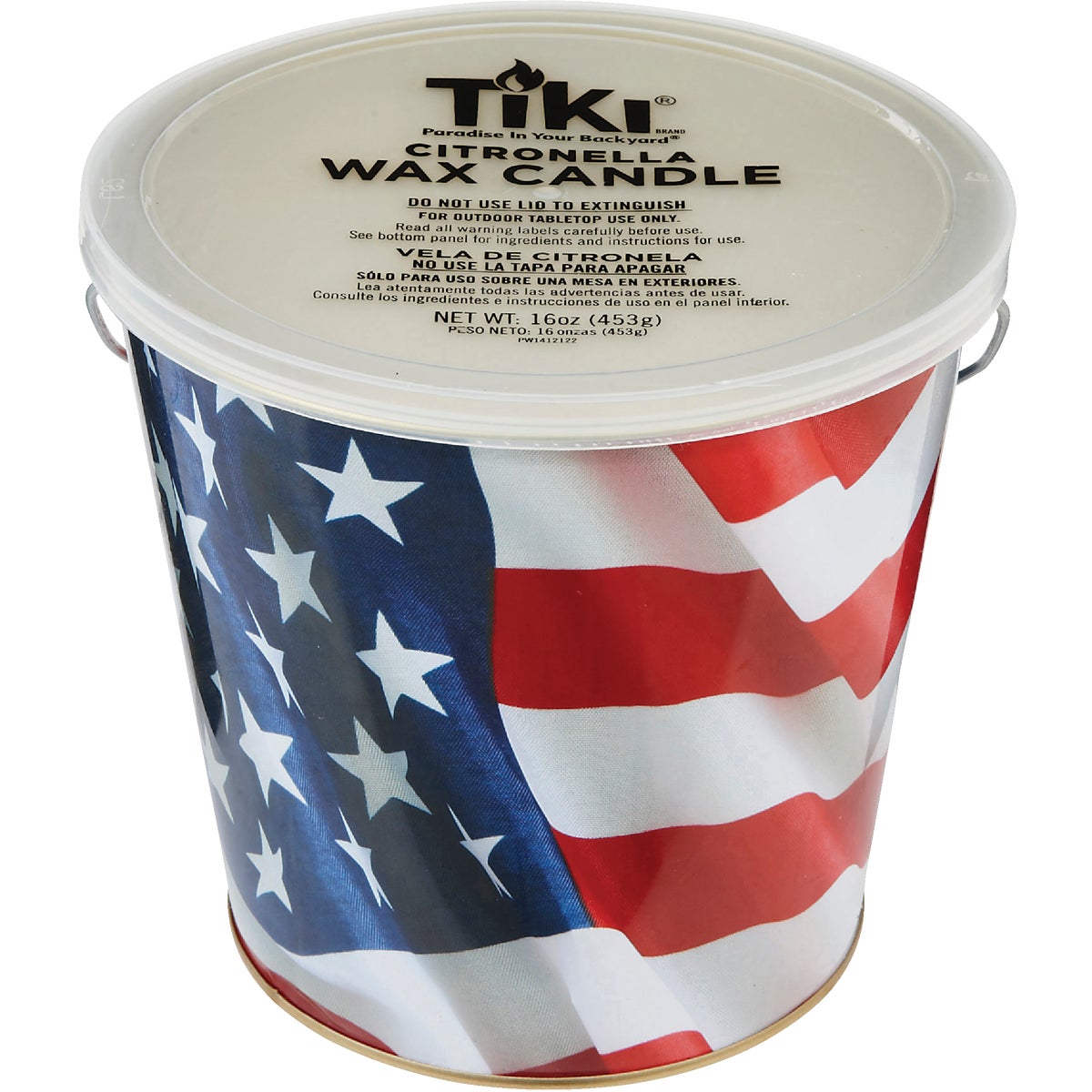 Tiki 16 Oz. 1-Wick American Flag Citronella Candle Bucket
