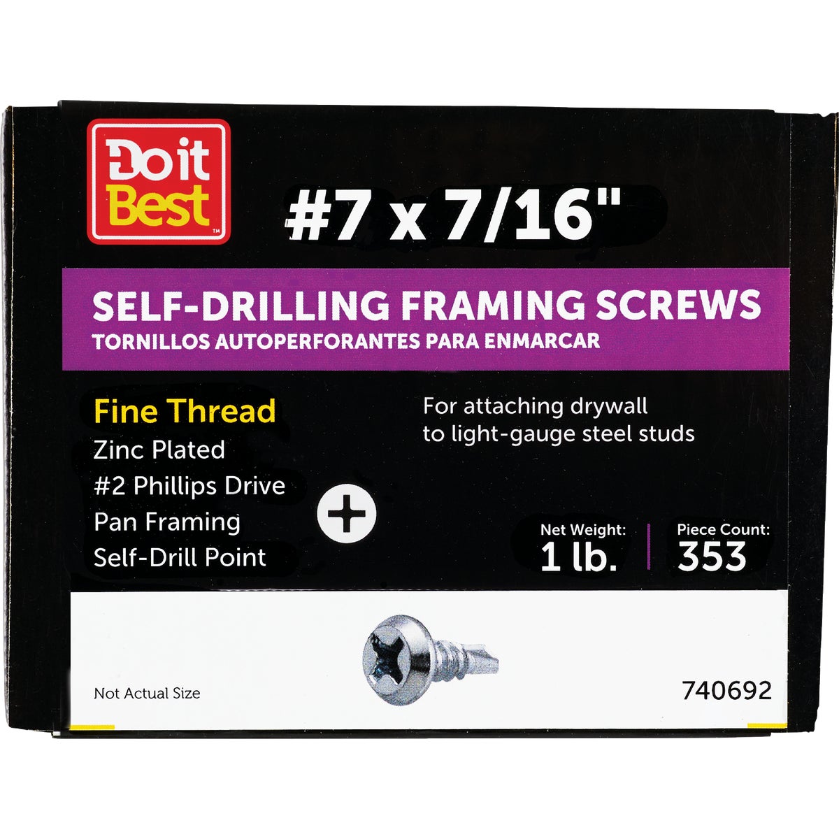 Do it #7 x 7/16 In. #2 Phillips Self-Drill Point Framing Screw (384 Ct.)