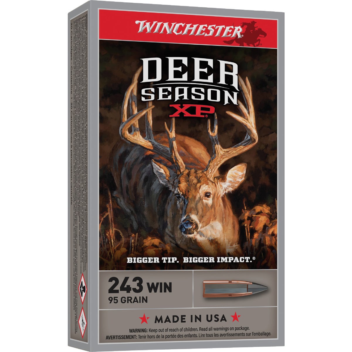 Winchester Ammo Deer Season XP .243 Win 95 Grain Extreme Point Centerfire Ammunition Cartridges