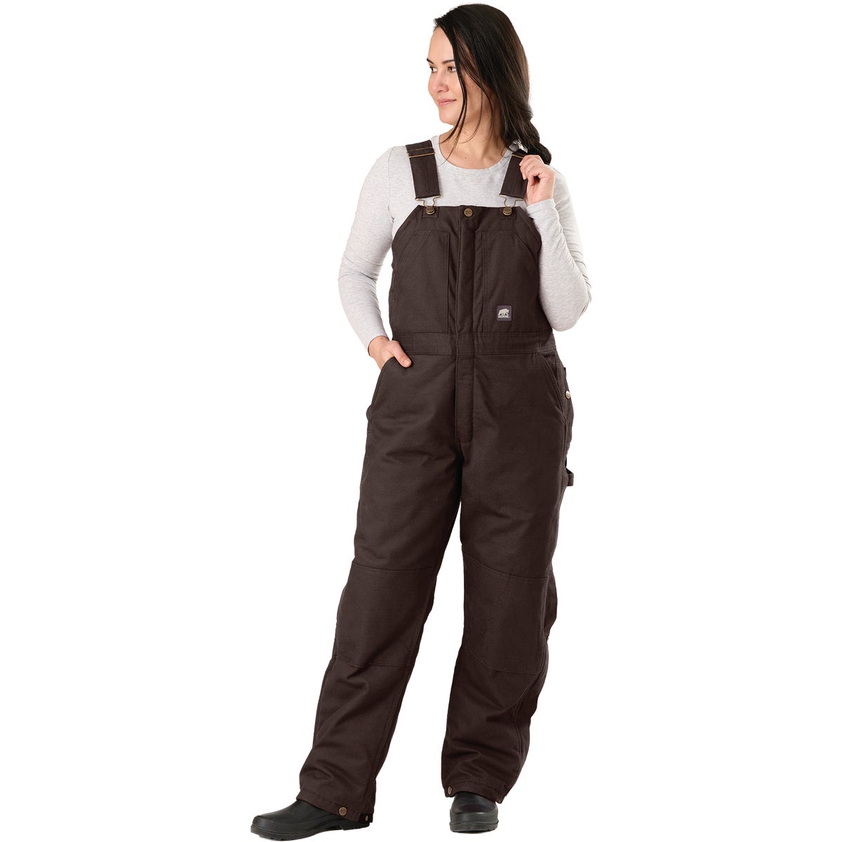 Berne Women's Small Dark Brown Softstone Duck Insulated Bib Overall