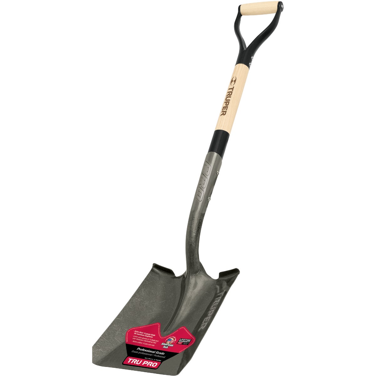 Truper Tru Pro Wood D-Handle Square Point Shovel