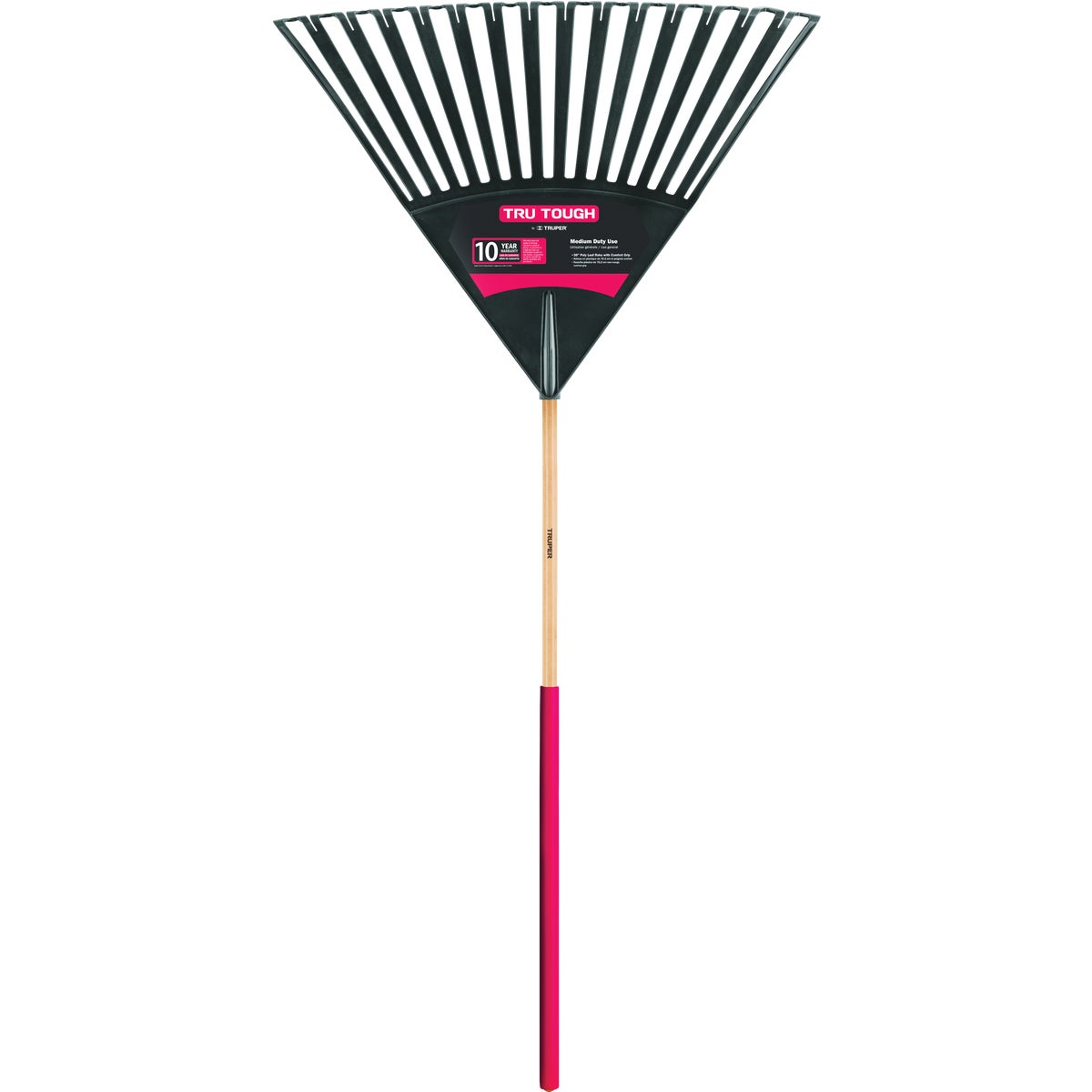 Truper Tru Tough 30 In Poly Head 48 In. Wood Handle Clog-Resistant Leaf Rake