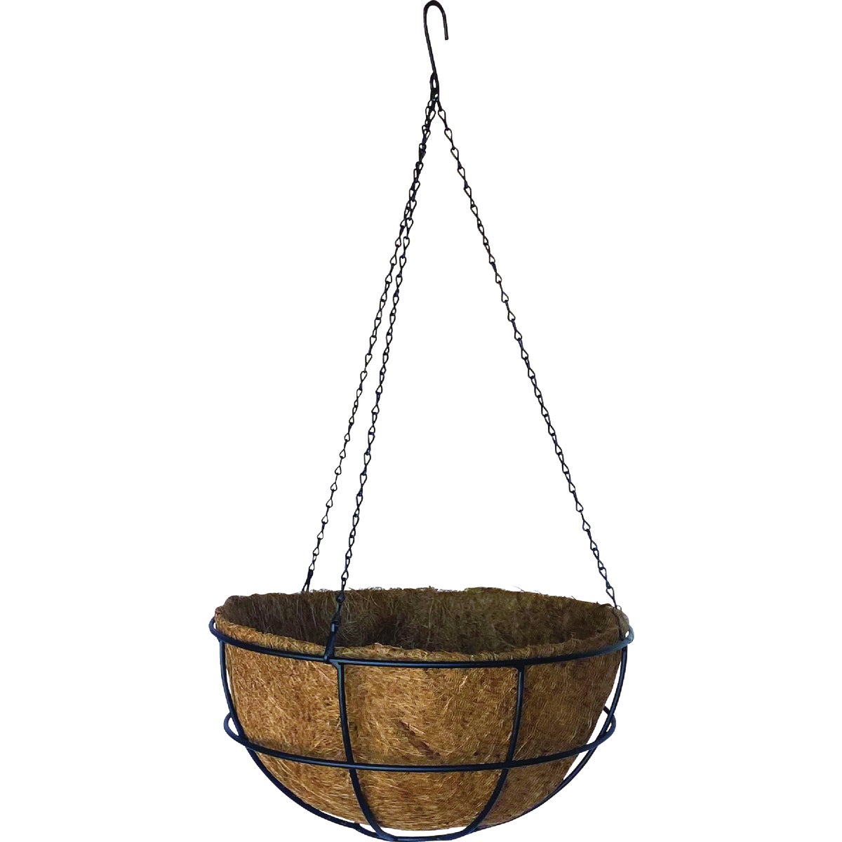 American Gardenworks 14 In. Steel Black Powder Coat Hanging Basket with Coco Liner