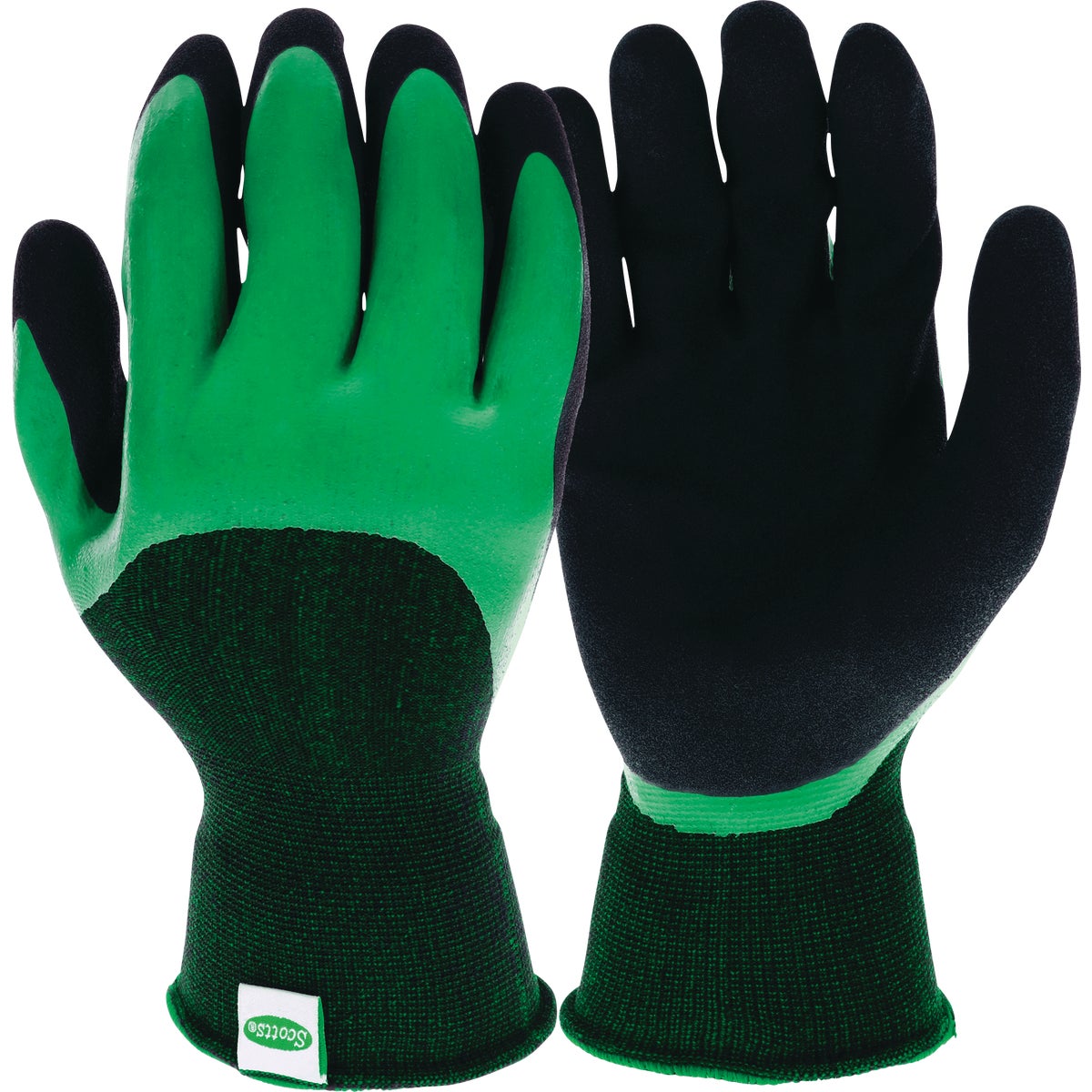 Scotts Yard Care Large Latex Dipped Green & Black Gloves