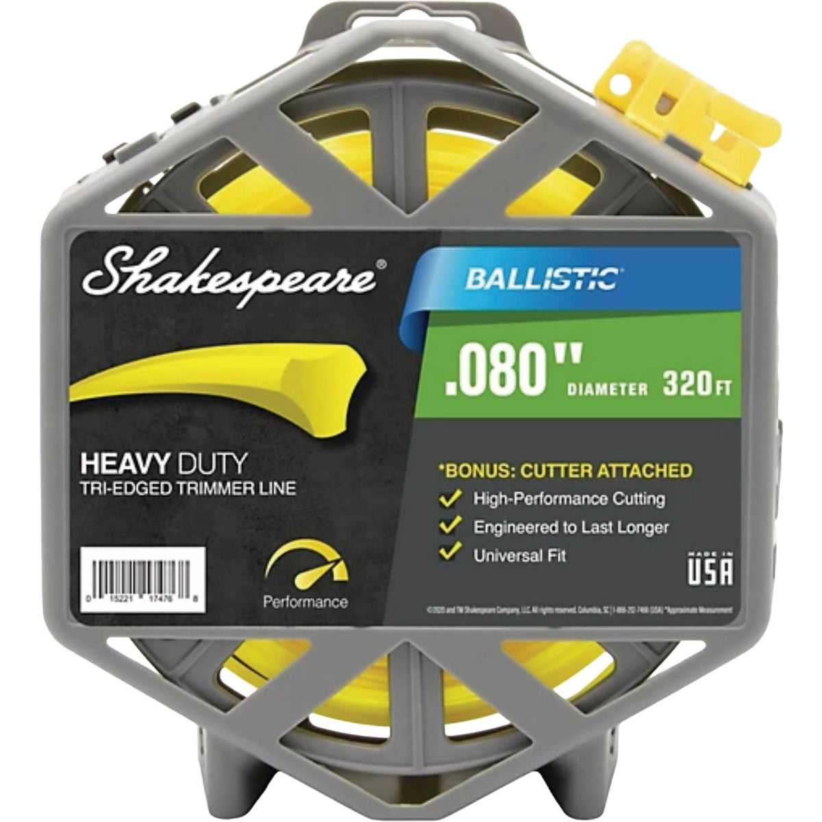 Shakespeare Ballistic 0.080 In. x 320 Ft. Tri-Edged Trimmer Line with Cutter