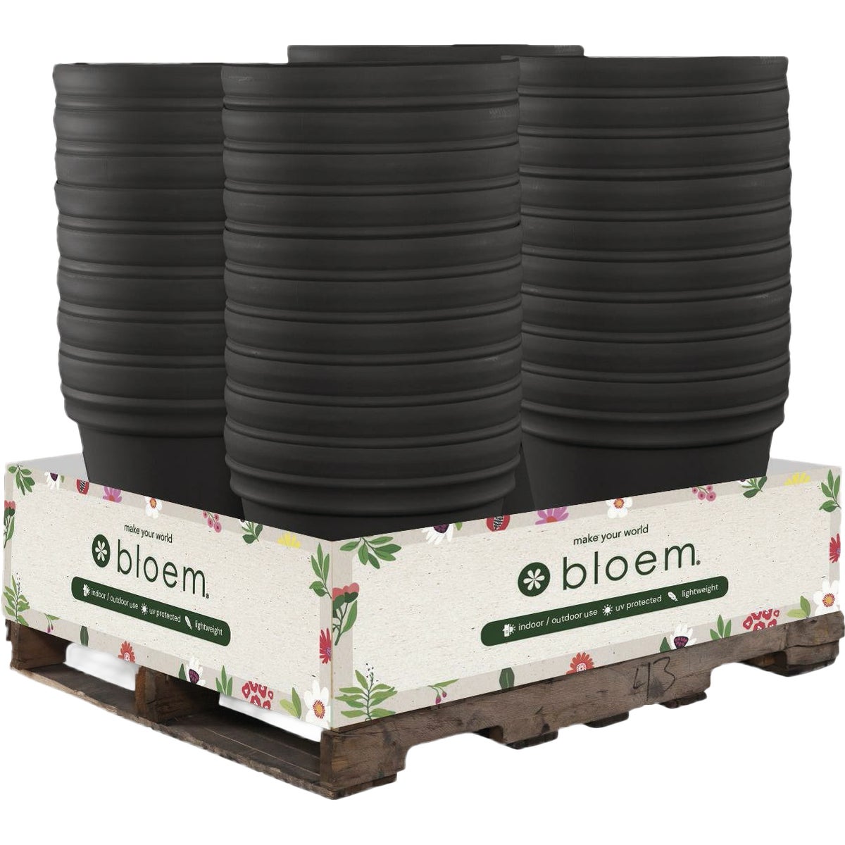 Bloem 22 In. Black Rolled Rim Planter Display (32-Piece)