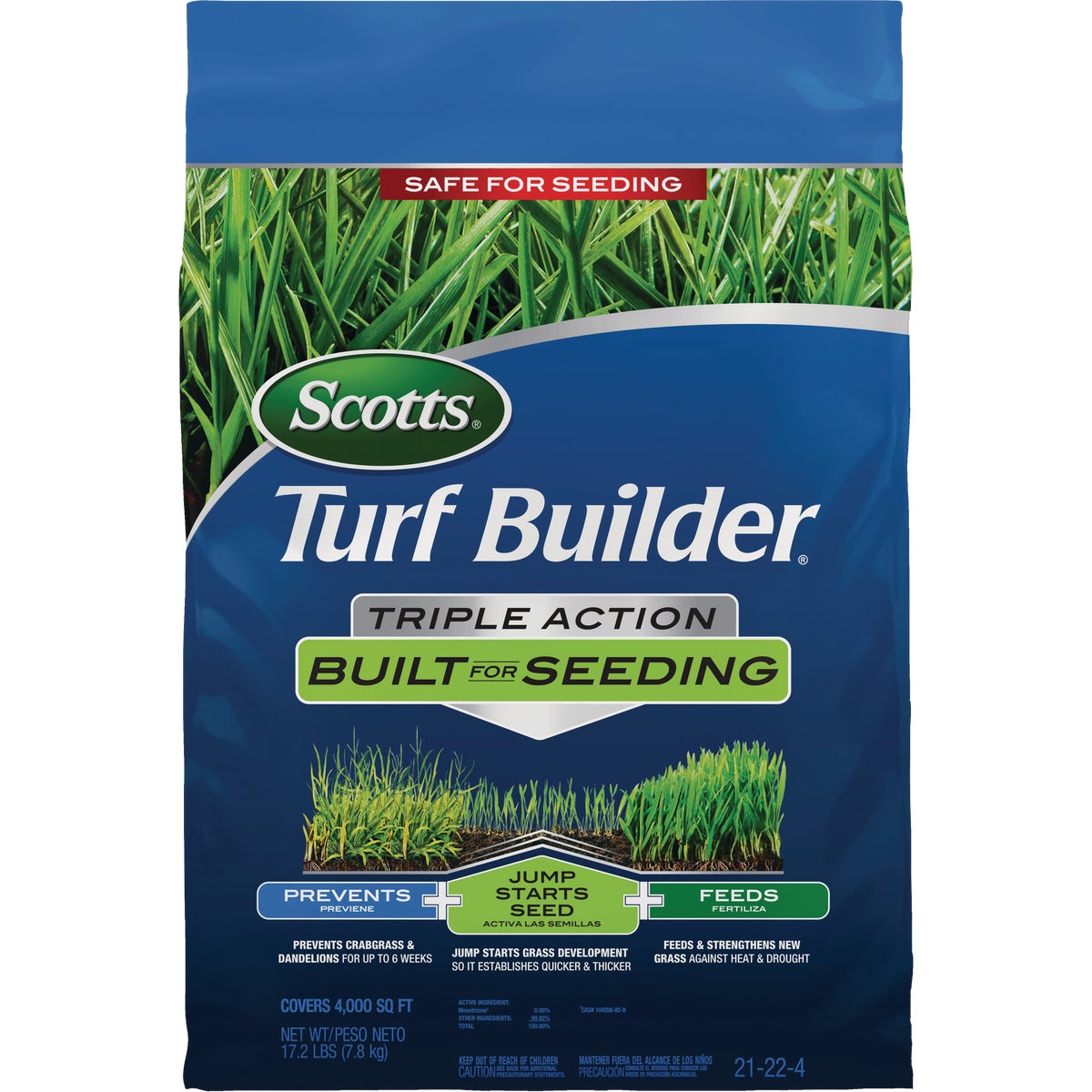 Scotts Turf Builder 17.2 Lb. 4000 Sq. Ft. Triple Action Built For Seeding